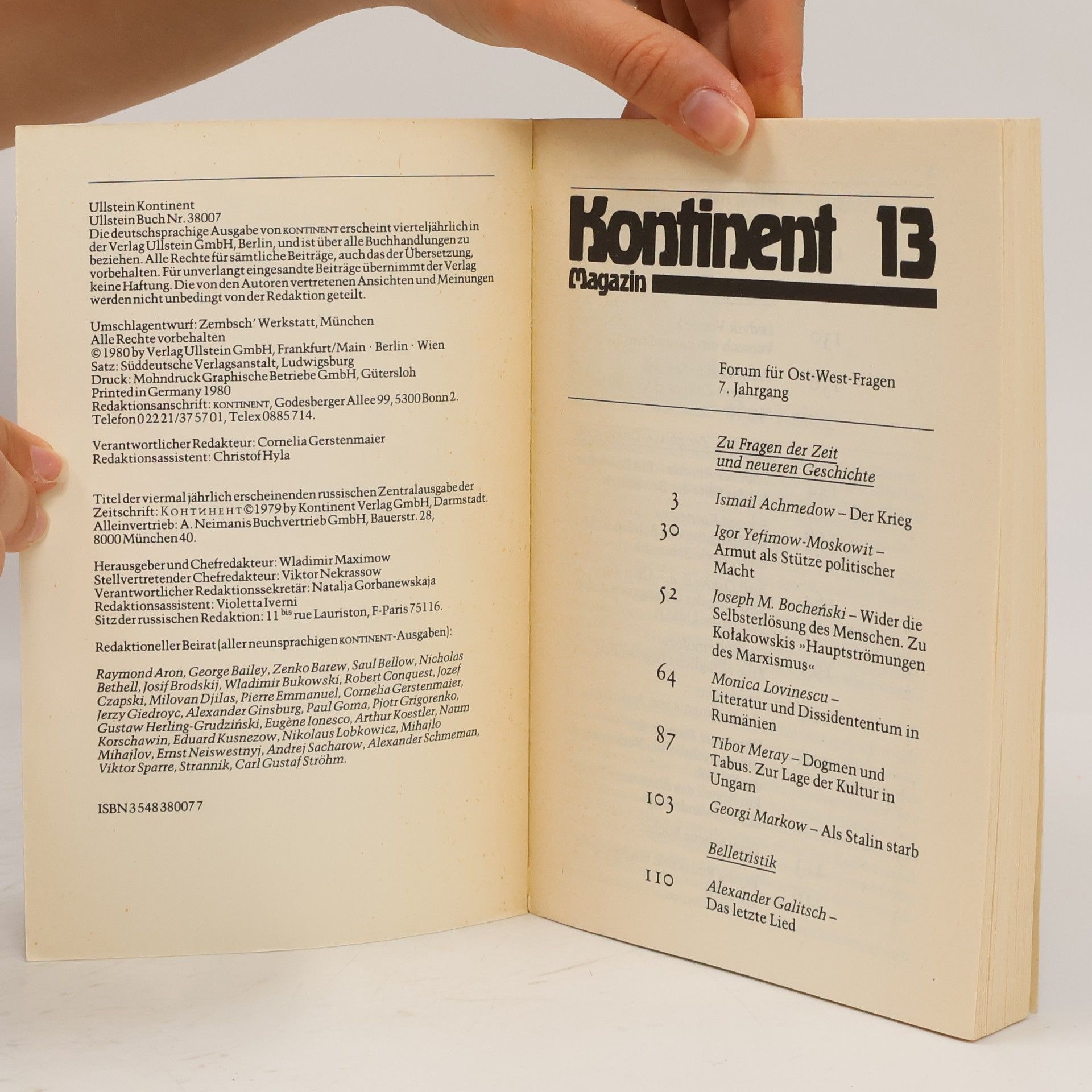 Ludvík Vaculík Kontinent Magazin XIII. Forum für Ost- West- Fragen, 7. Jahrgang.
