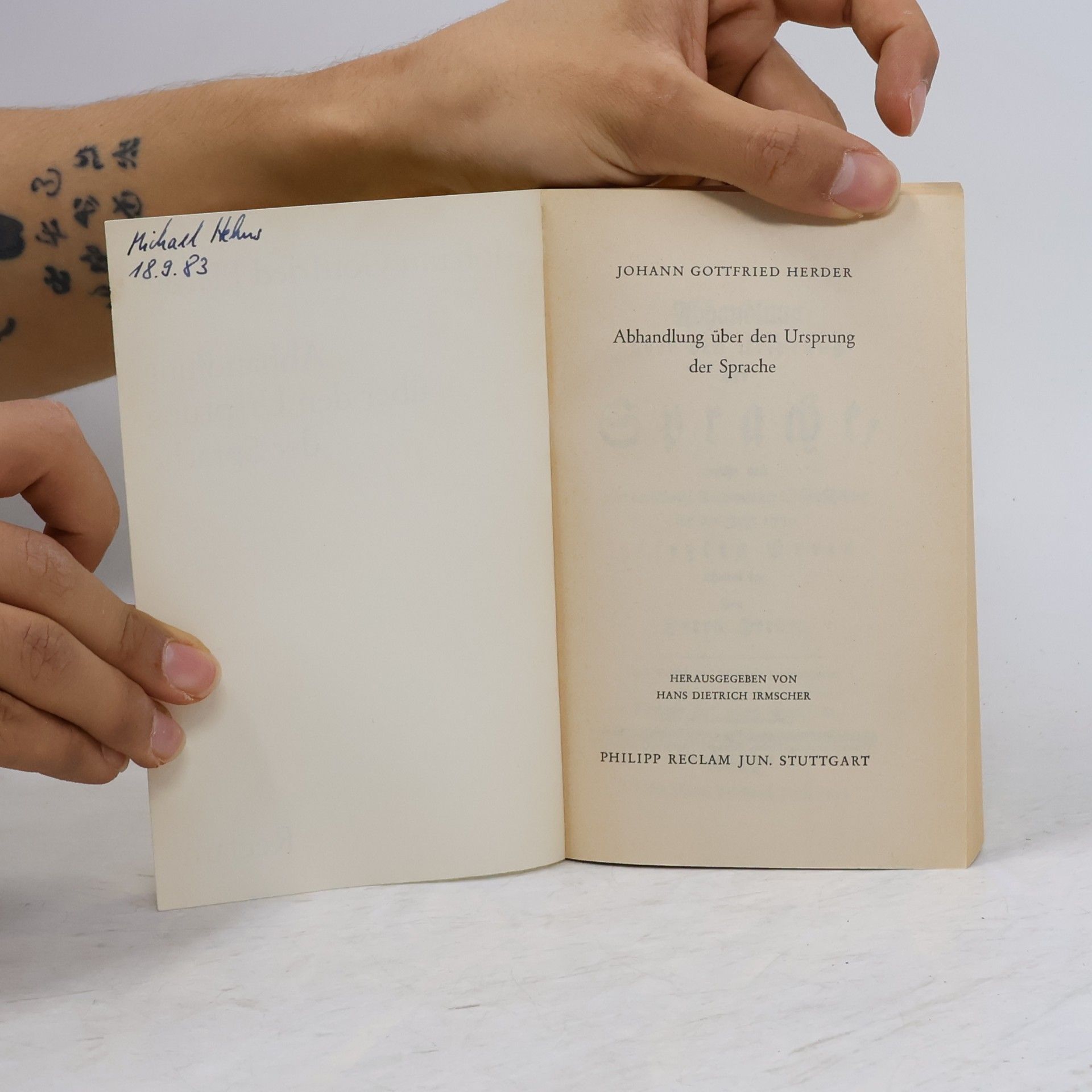 Johann Gottfried Herder Abhandlung über den Ursprung der Sprache