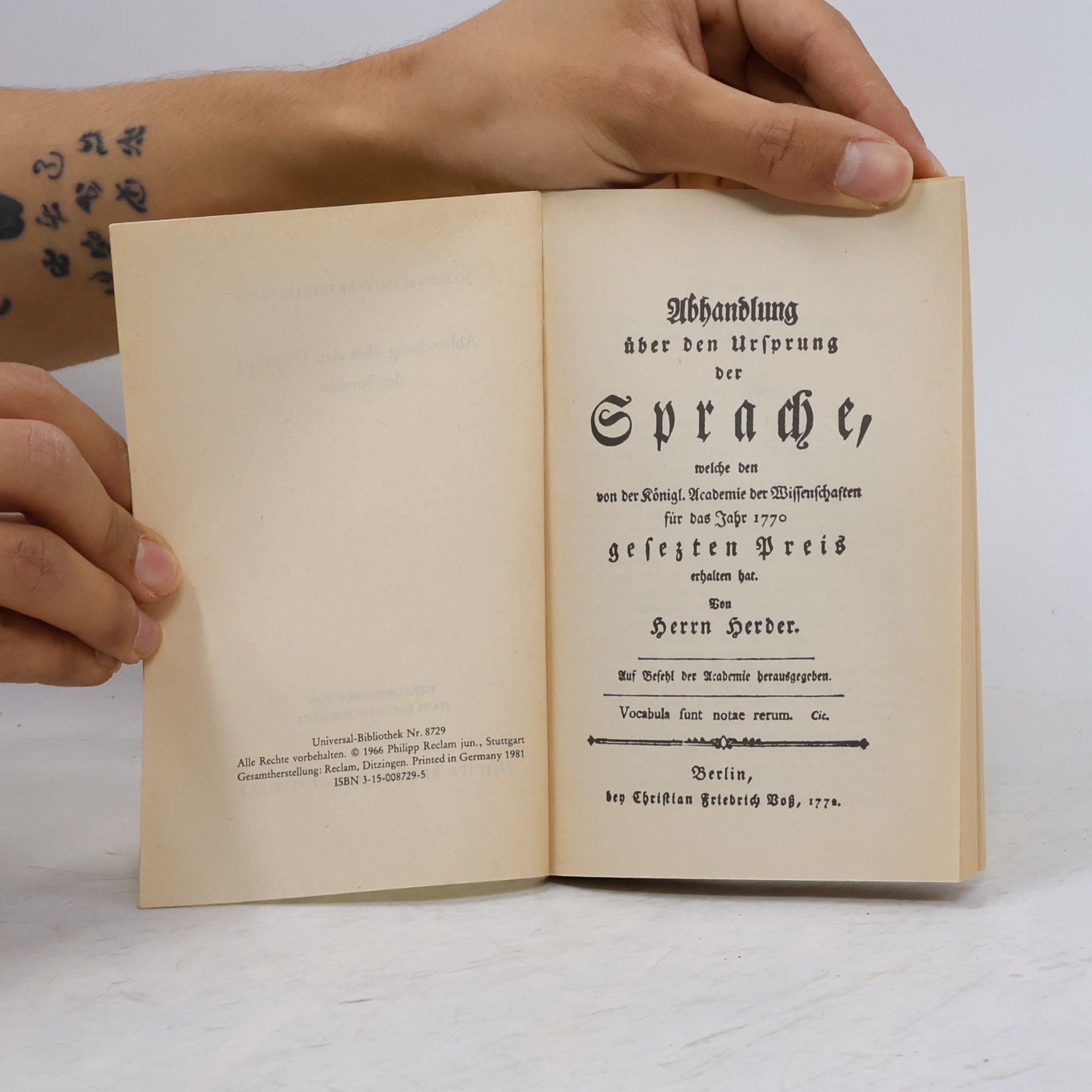 Johann Gottfried Herder Abhandlung über den Ursprung der Sprache