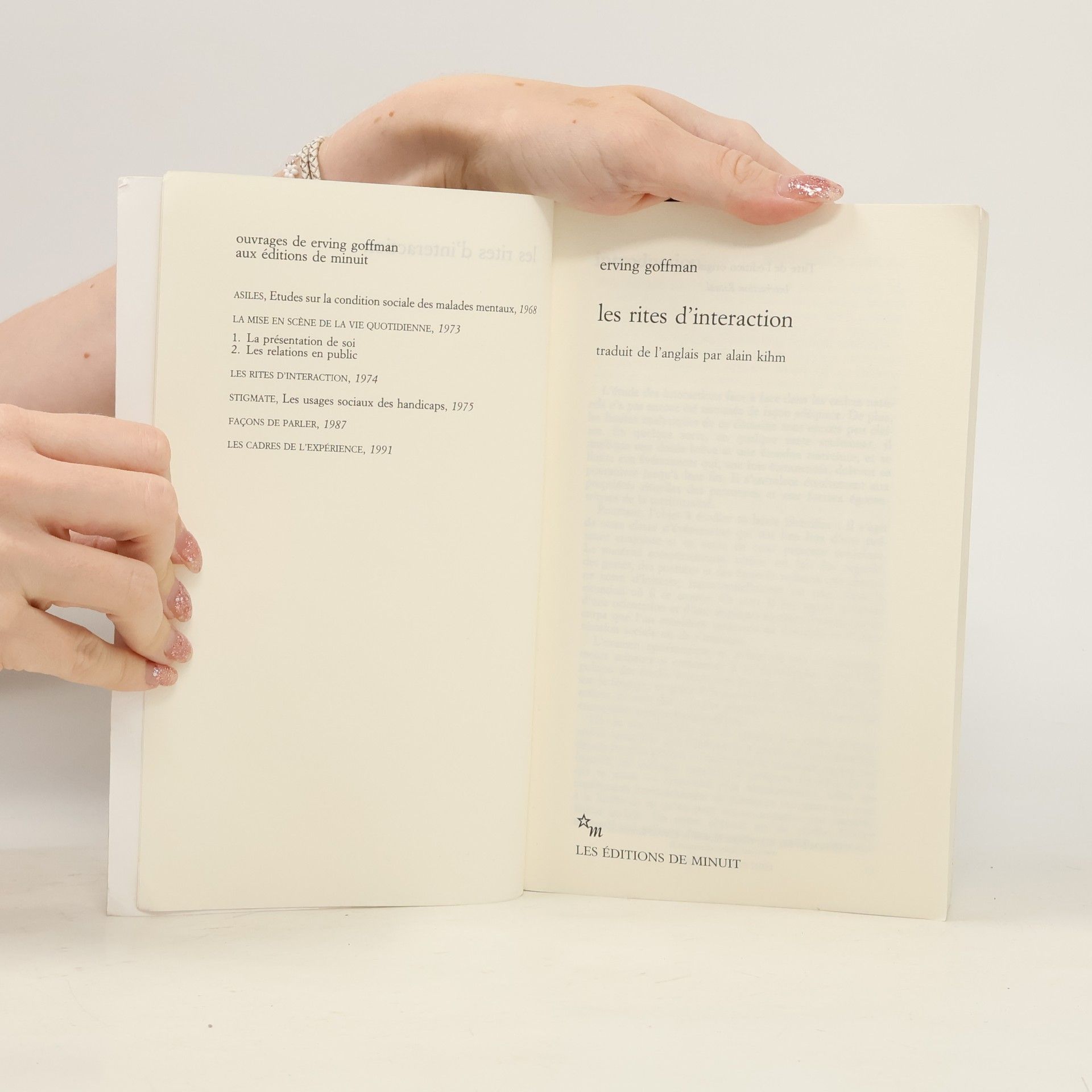 Erving Goffman Le Sens Commun: Les rites d'interaction