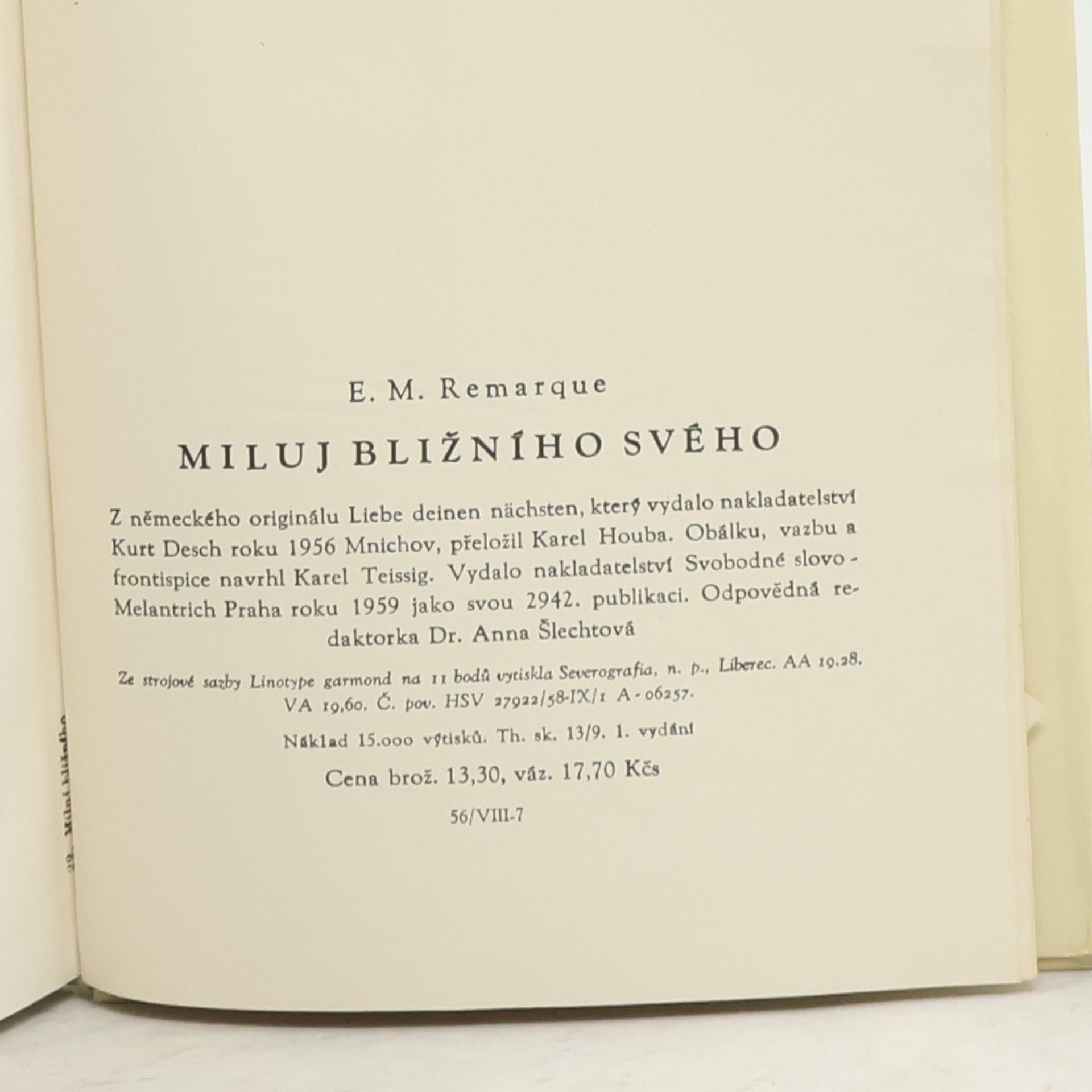 Erich Maria Remarque Miluj bližního svého