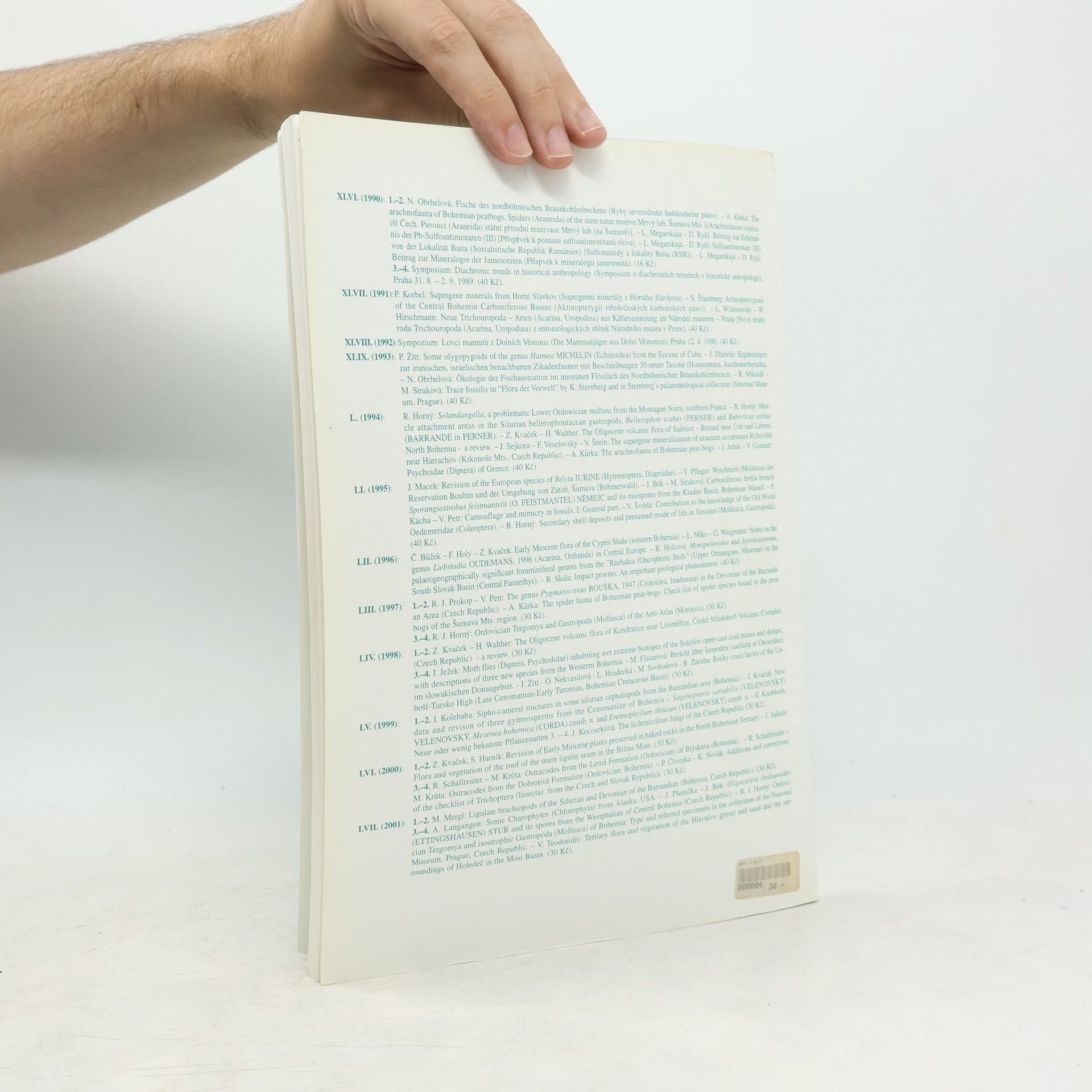 Jiří Kvaček Sborník Národního muzea v Praze : řada B - přírodní vědy = Acta Musei nationalis Pragae : series B - historia naturalis 58/2002/1-2
