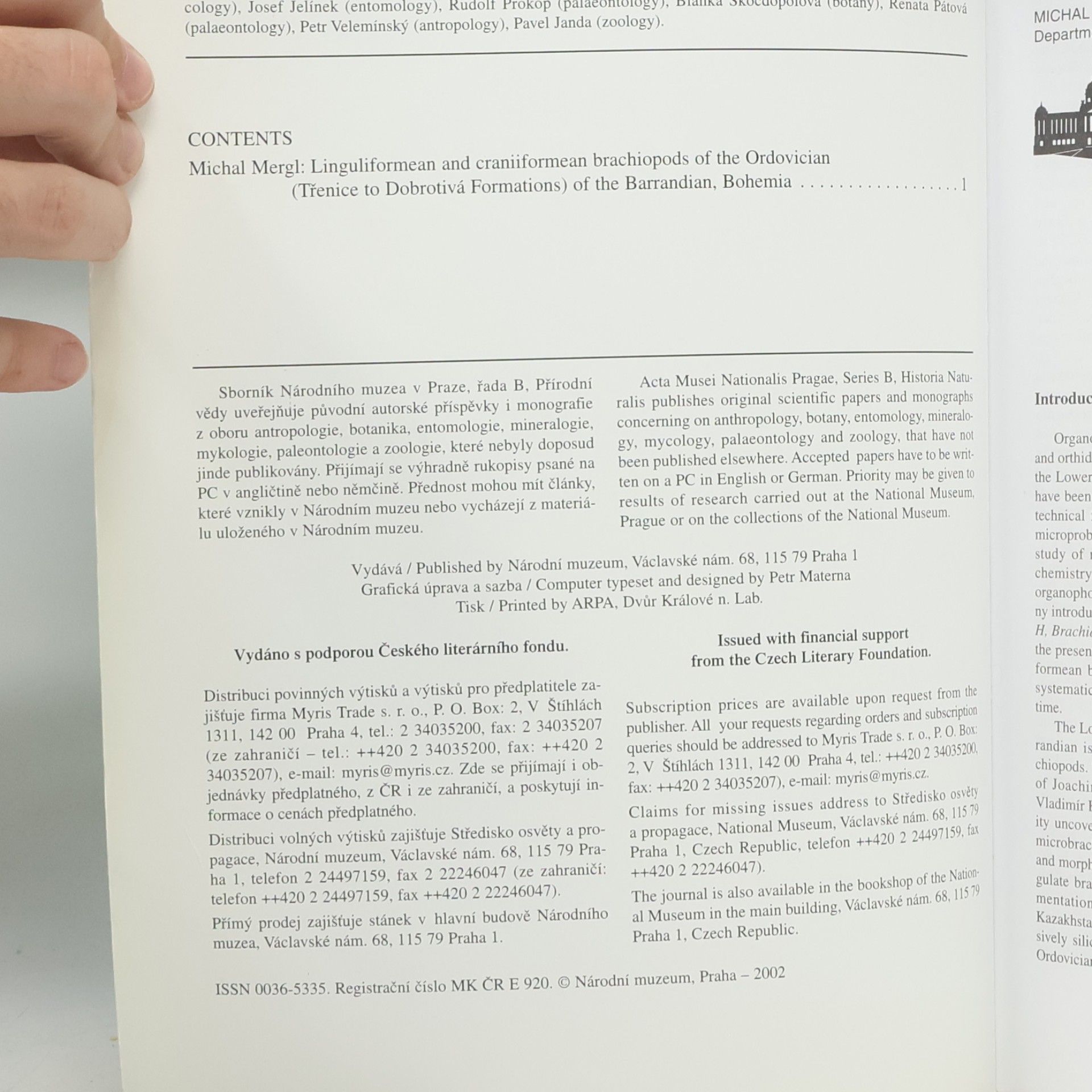 Jiří Kvaček Sborník Národního muzea v Praze : řada B - přírodní vědy = Acta Musei nationalis Pragae : series B - historia naturalis 58/2002/1-2