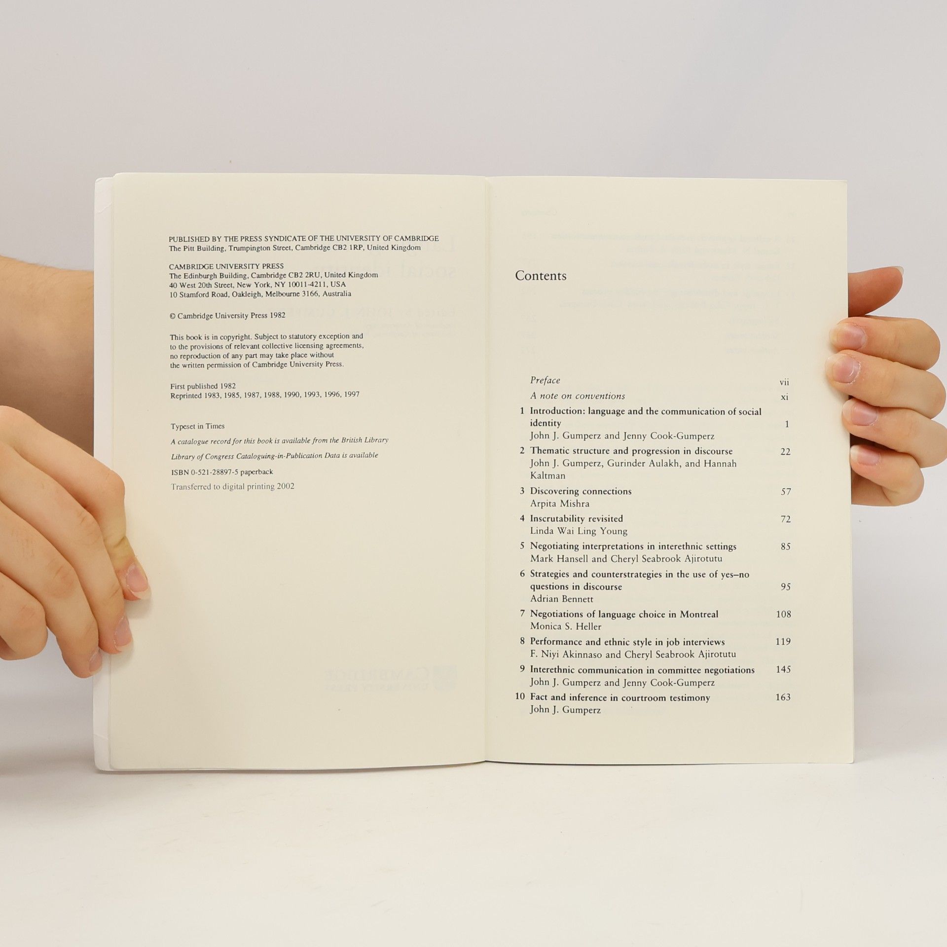 John J. Gumperz Studies in Interactional Sociolinguistics - 2: Language and Social Identity