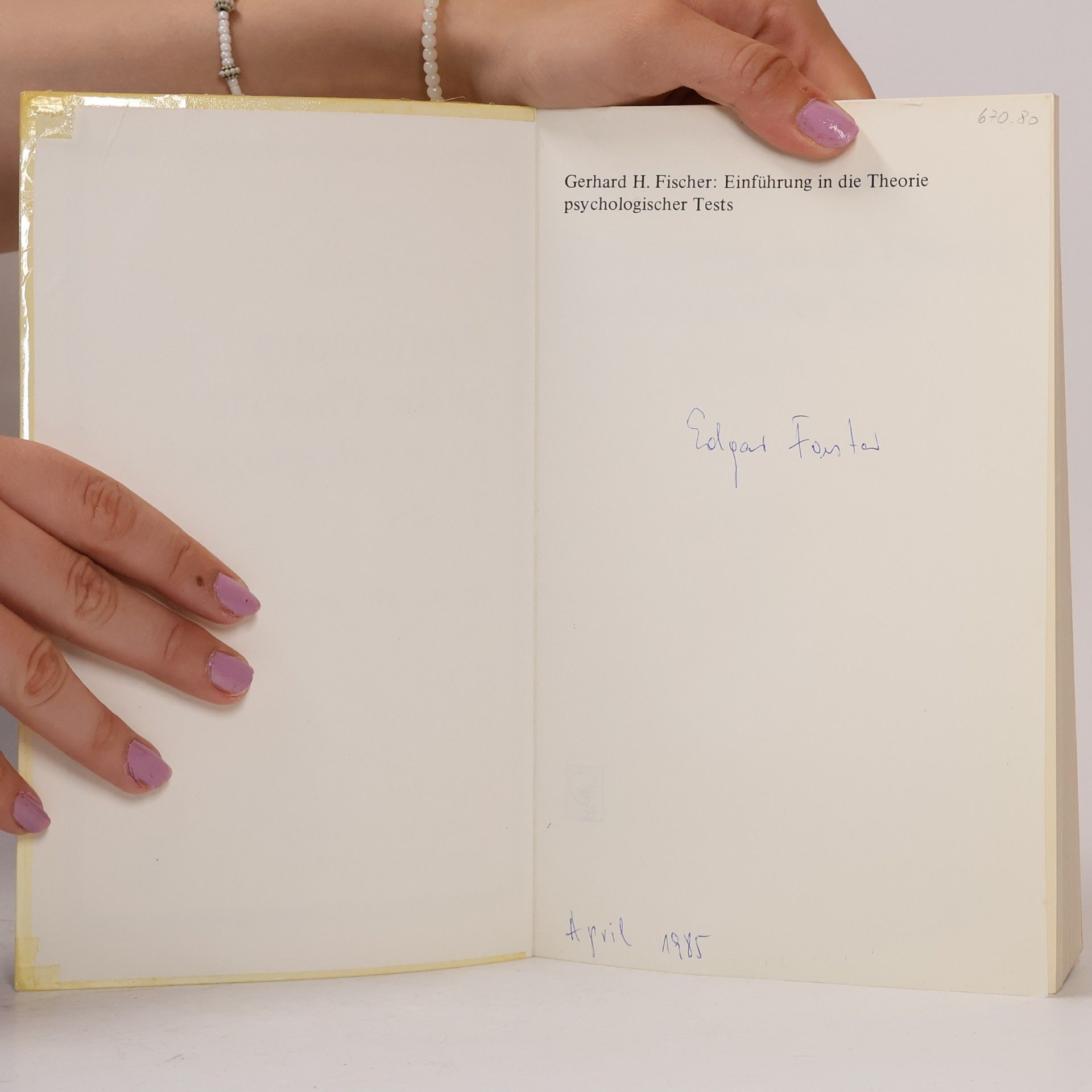 Gerhard H. Fischer Einführung in die Theorie psychologischer Tests