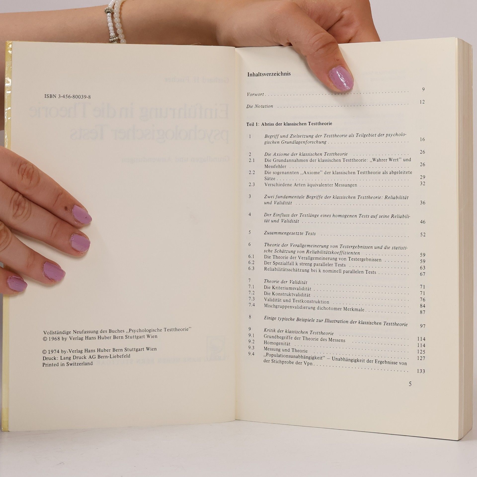 Gerhard H. Fischer Einführung in die Theorie psychologischer Tests