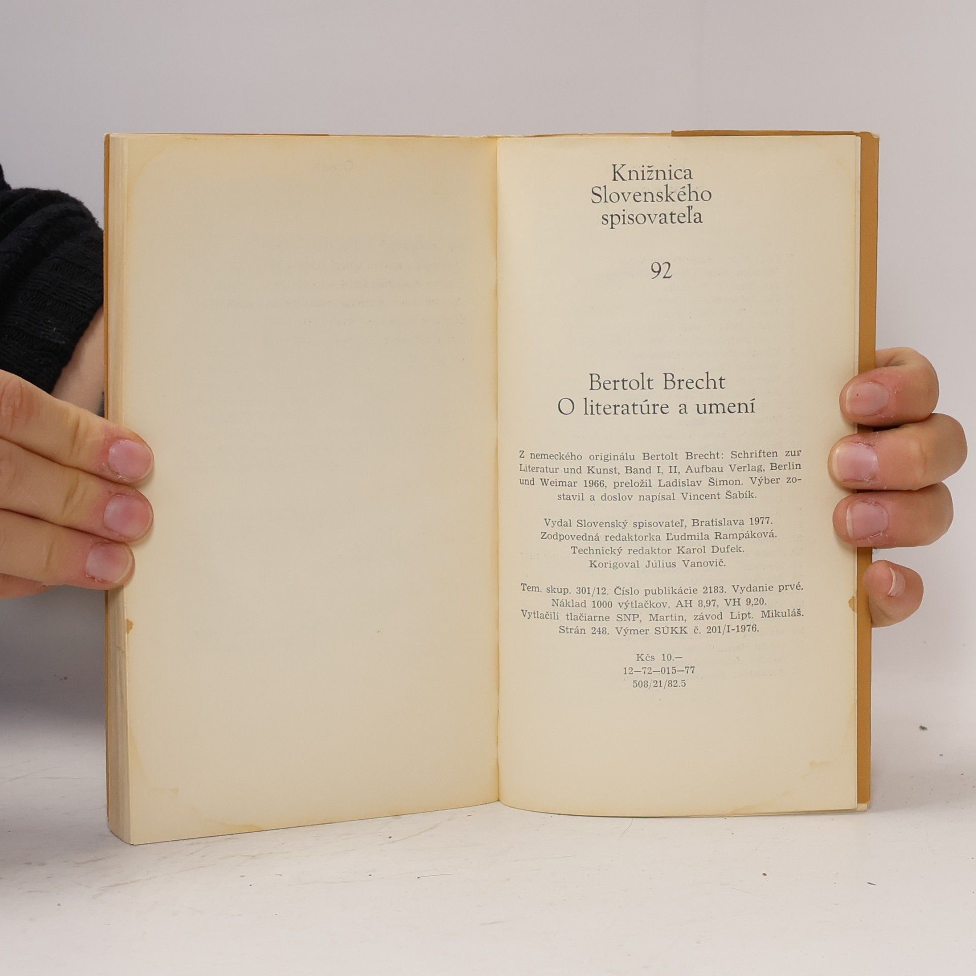 Bertolt Brecht O literatúre a umení