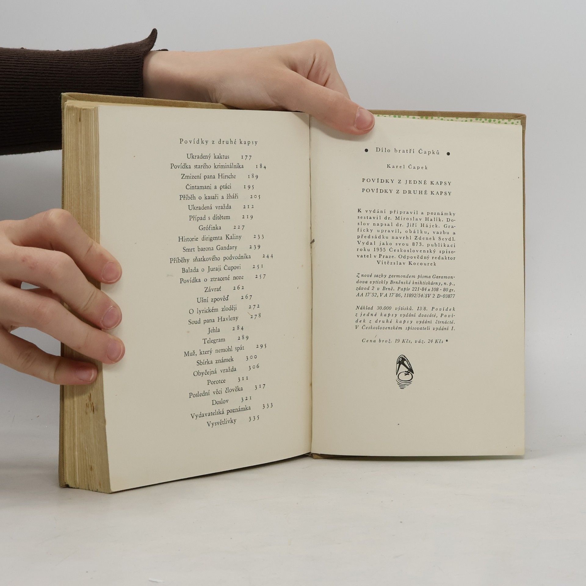 Karel Čapek Povídky z jedné kapsy. Povídky z druhé kapsy