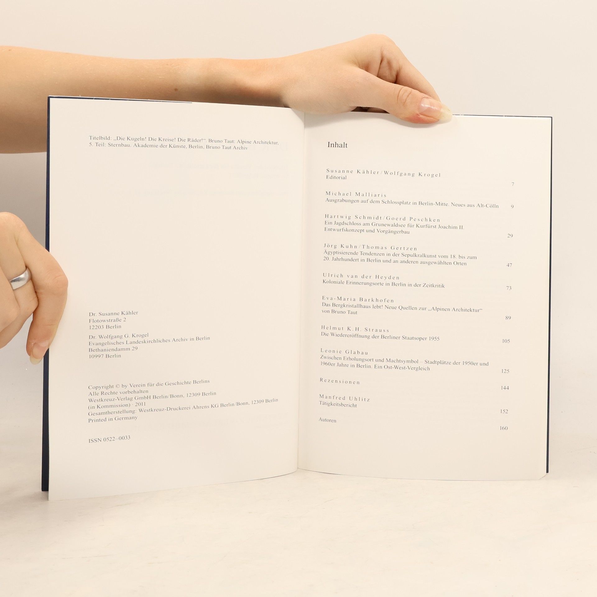 Various authors Der Bär von Berlin – Jahrbuch 2011 des Vereins für die Geschichte Berlins