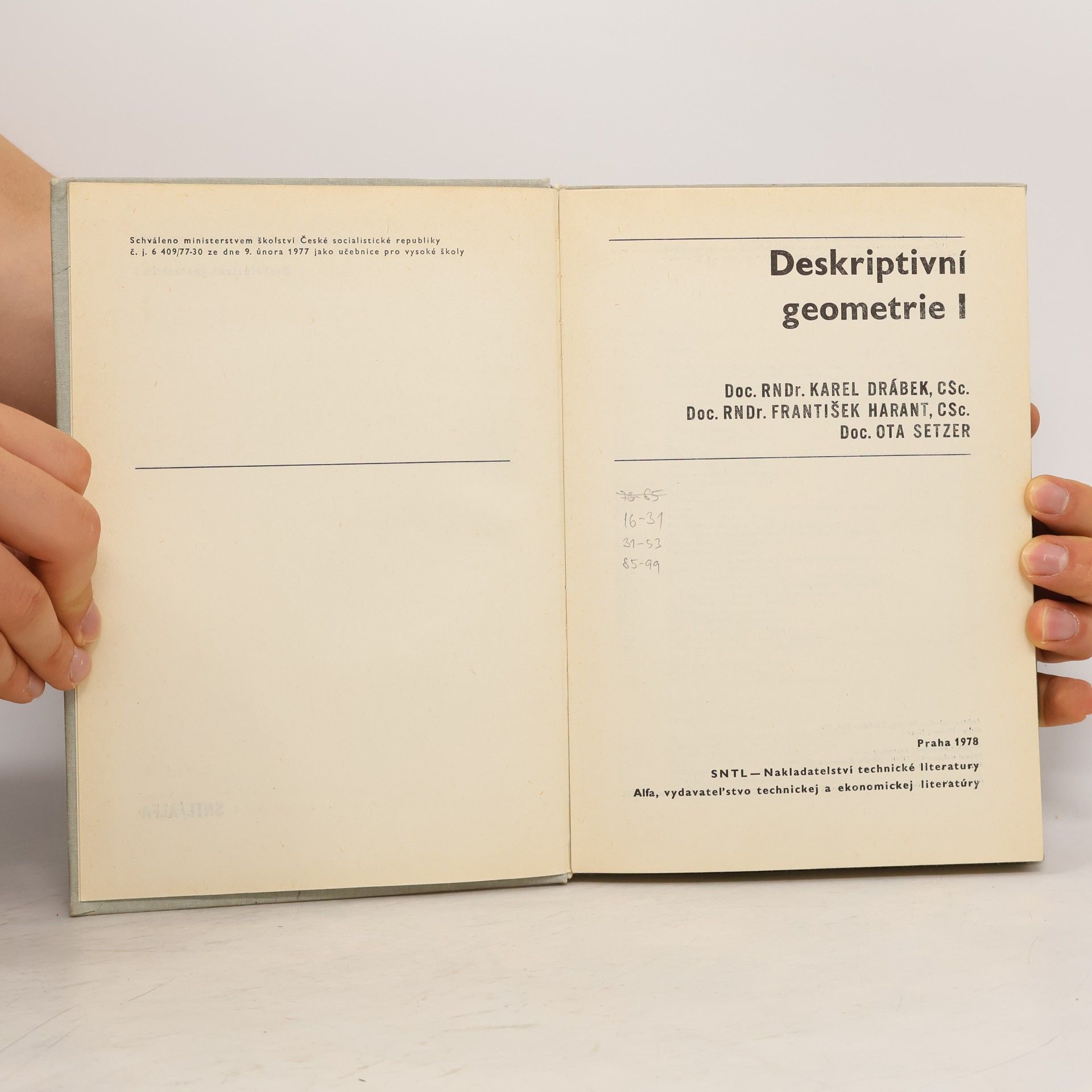 Karel Drábek Deskriptivní geometrie I.