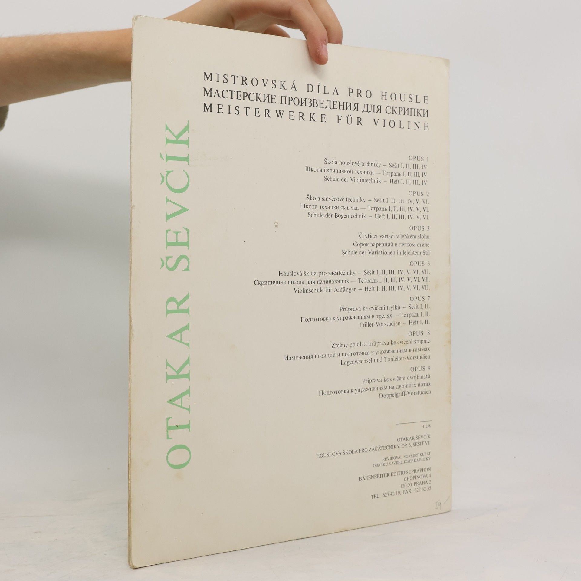 Otakar Ševčík Houslová škola pro začátečníky: opus 6, sešit 7