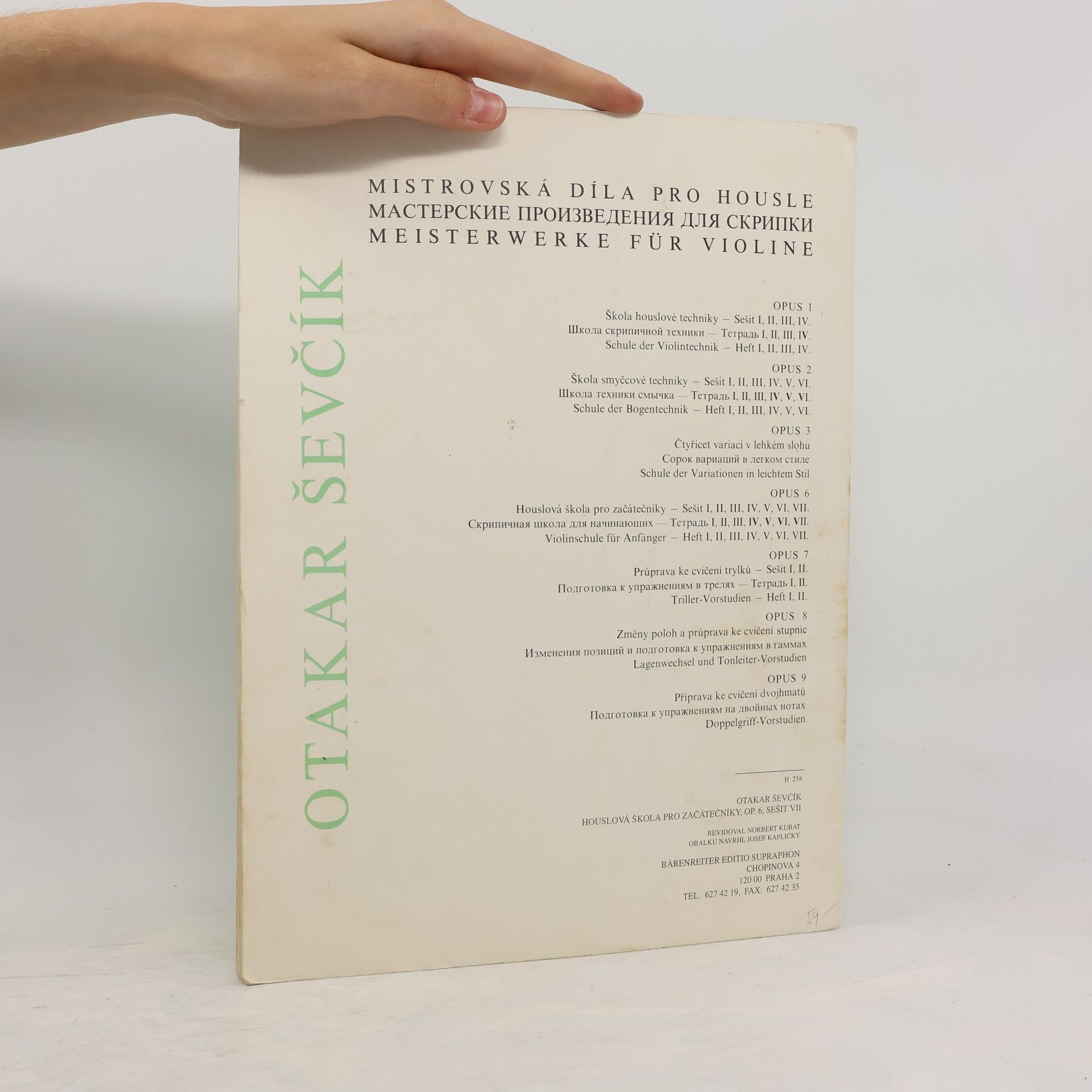 Otakar Ševčík Houslová škola pro začátečníky: opus 6, sešit 7