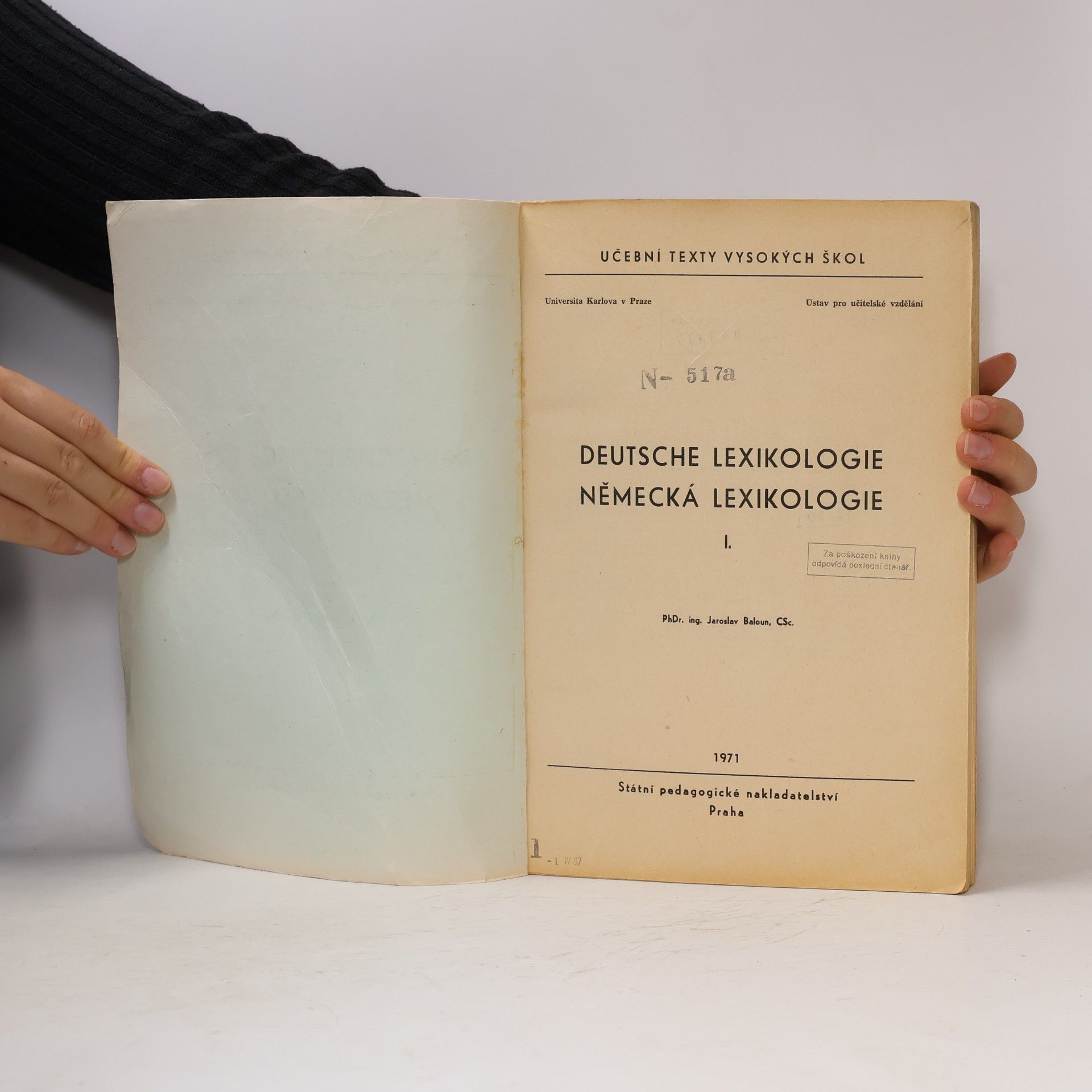Jaroslav Baloun Deutsche Lexikologie = Německá lexikologie I.