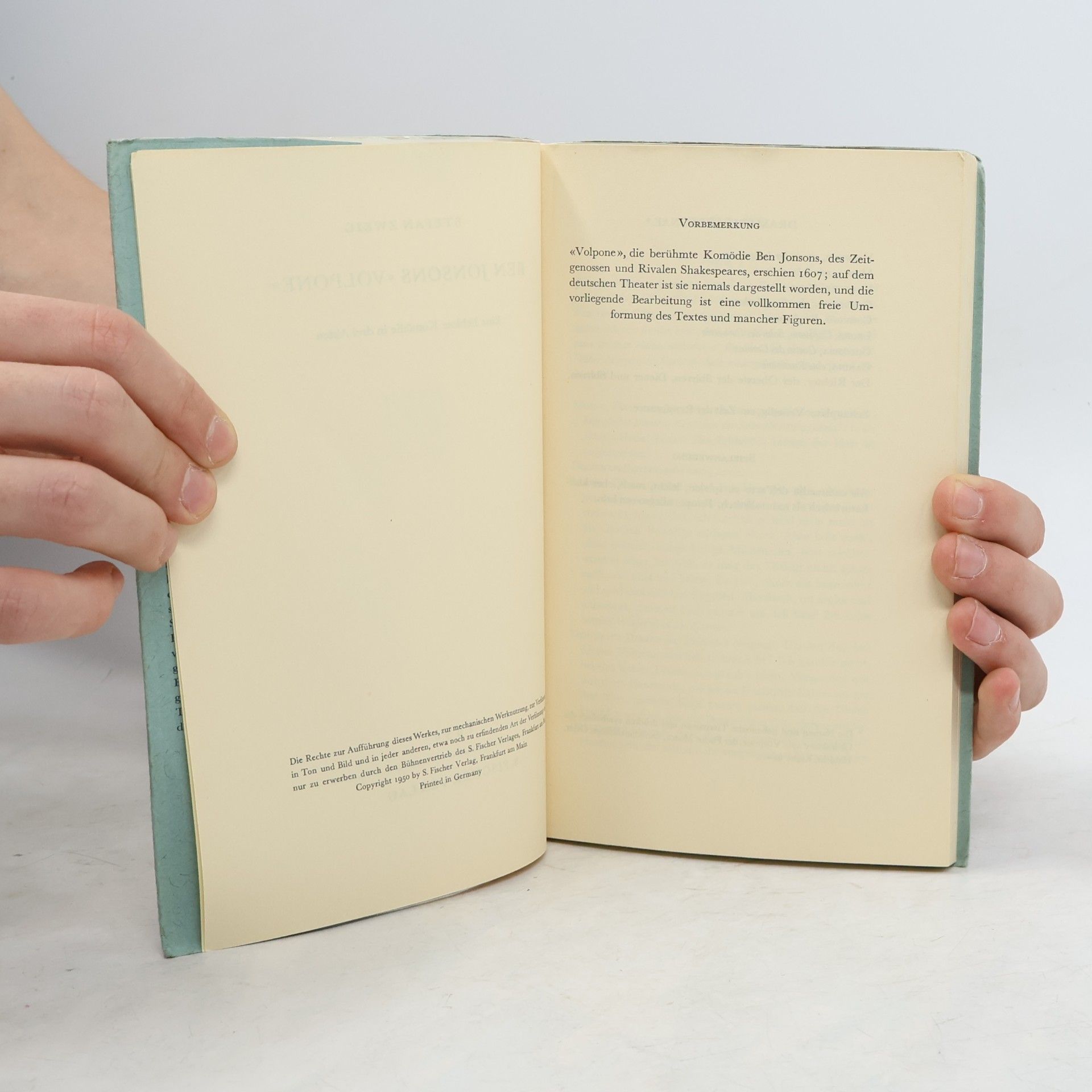 Stefan Zweig Ben Jonsons "Volpone"