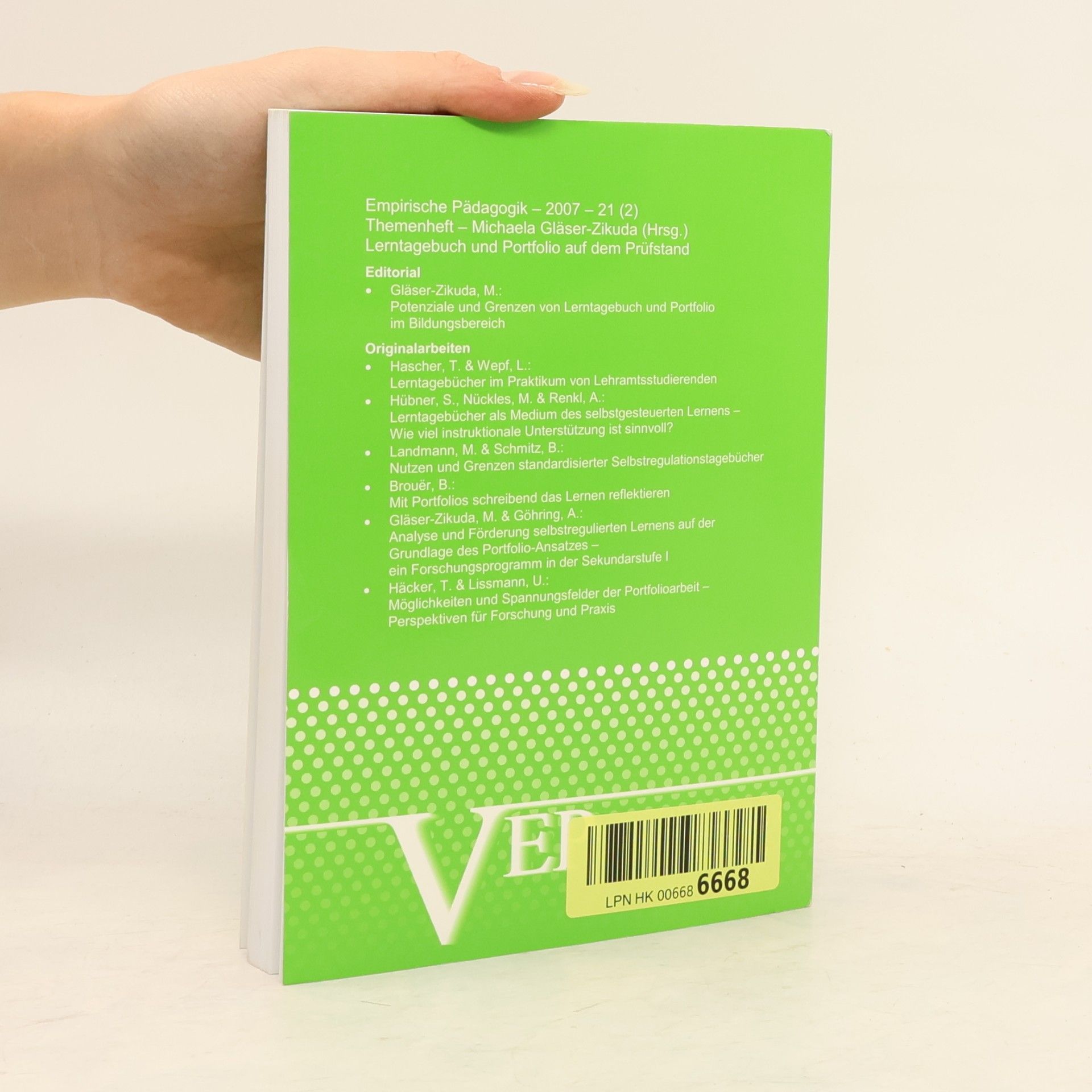 Michaela Gläser-Zikuda Empirische Pädagogik - 21 (2): Lerntagebuch und Portfolio auf dem Prüfstand