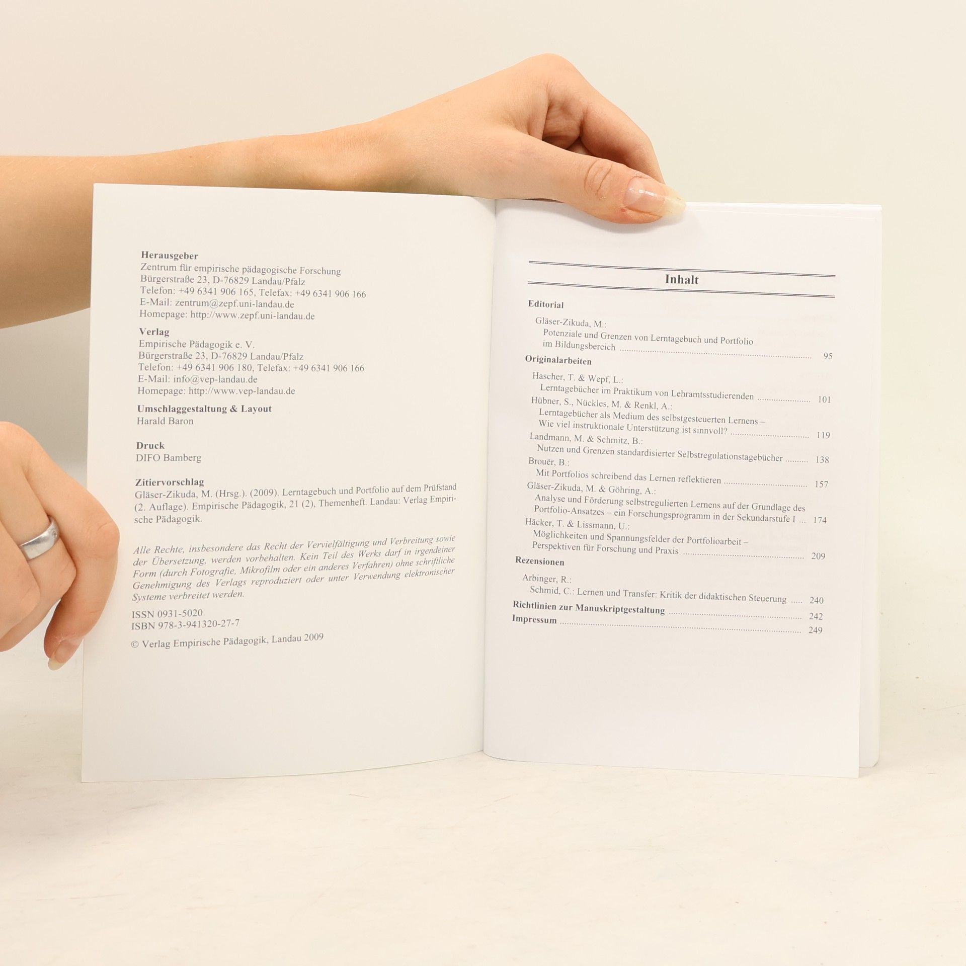 Michaela Gläser-Zikuda Empirische Pädagogik - 21 (2): Lerntagebuch und Portfolio auf dem Prüfstand
