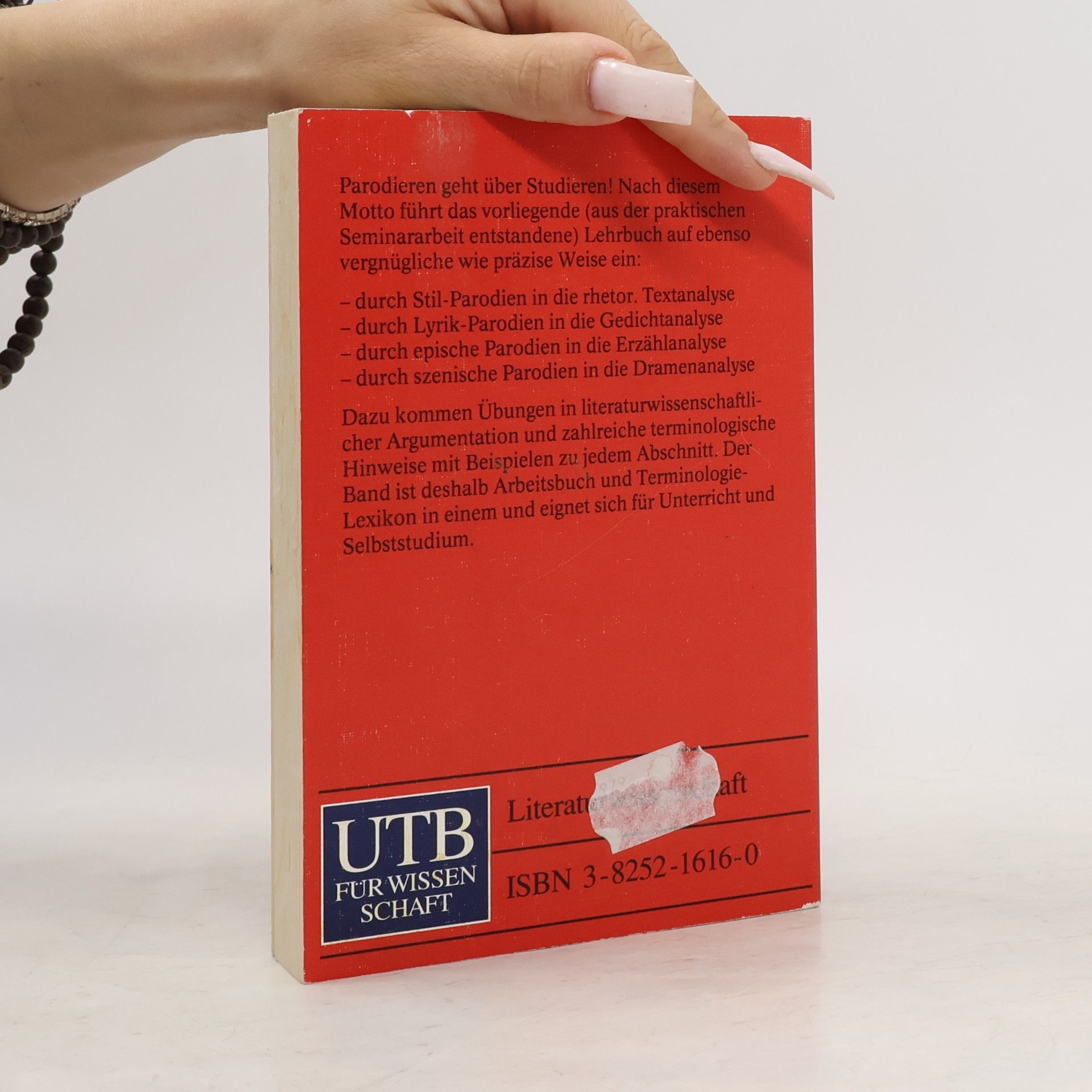 Harald Fricke UTB - 1616: Einübung in die Literaturwissenschaft. Parodieren geht über Studieren. 3. Auflage
