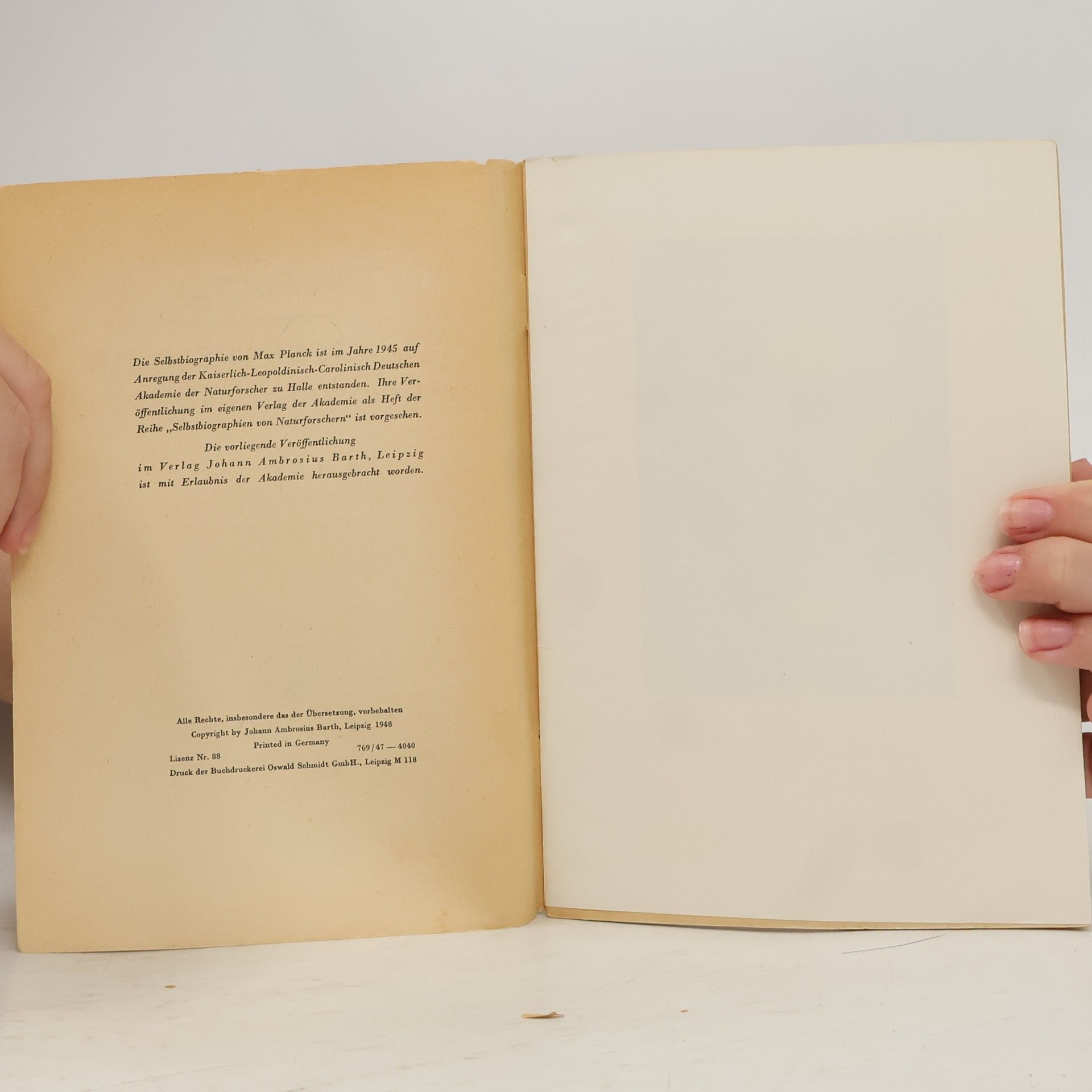 Max Planck Wissenschaftliche Selbstbiografie