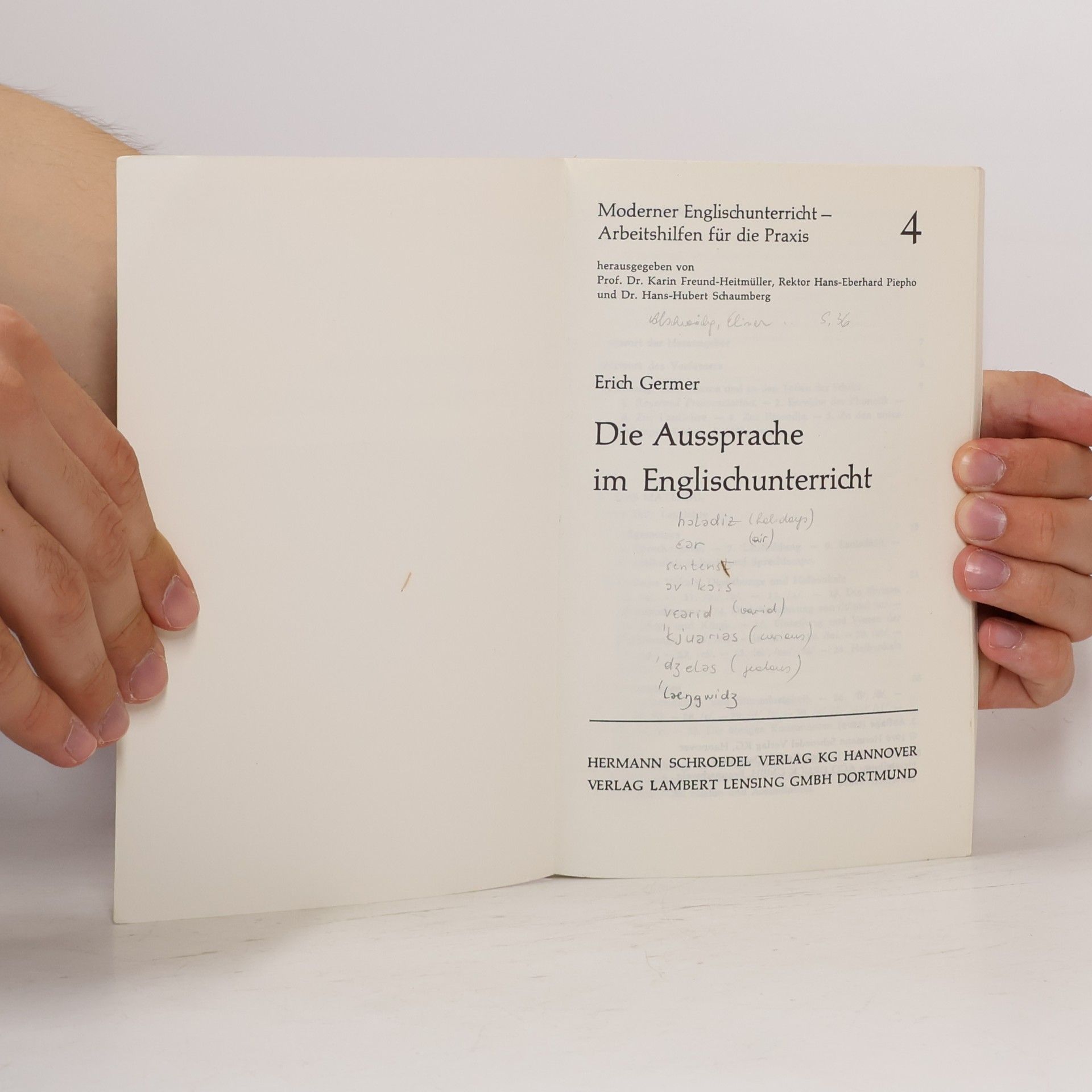 Erich Germer Die Aussprache im Englischunterricht