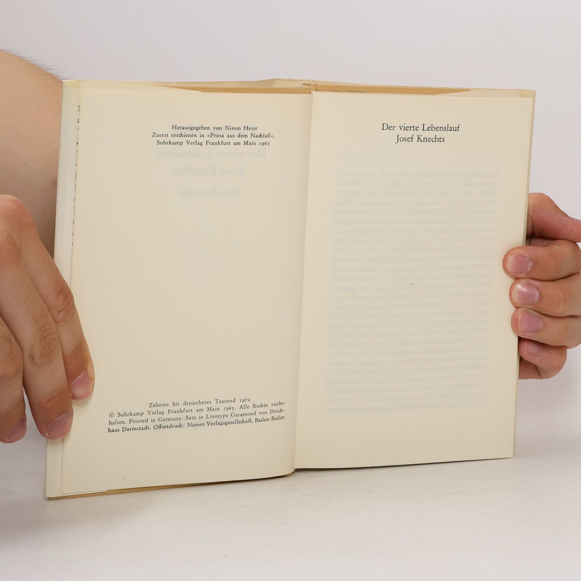 Hermann Hesse Der vierte Lebenslauf Josef Knechts