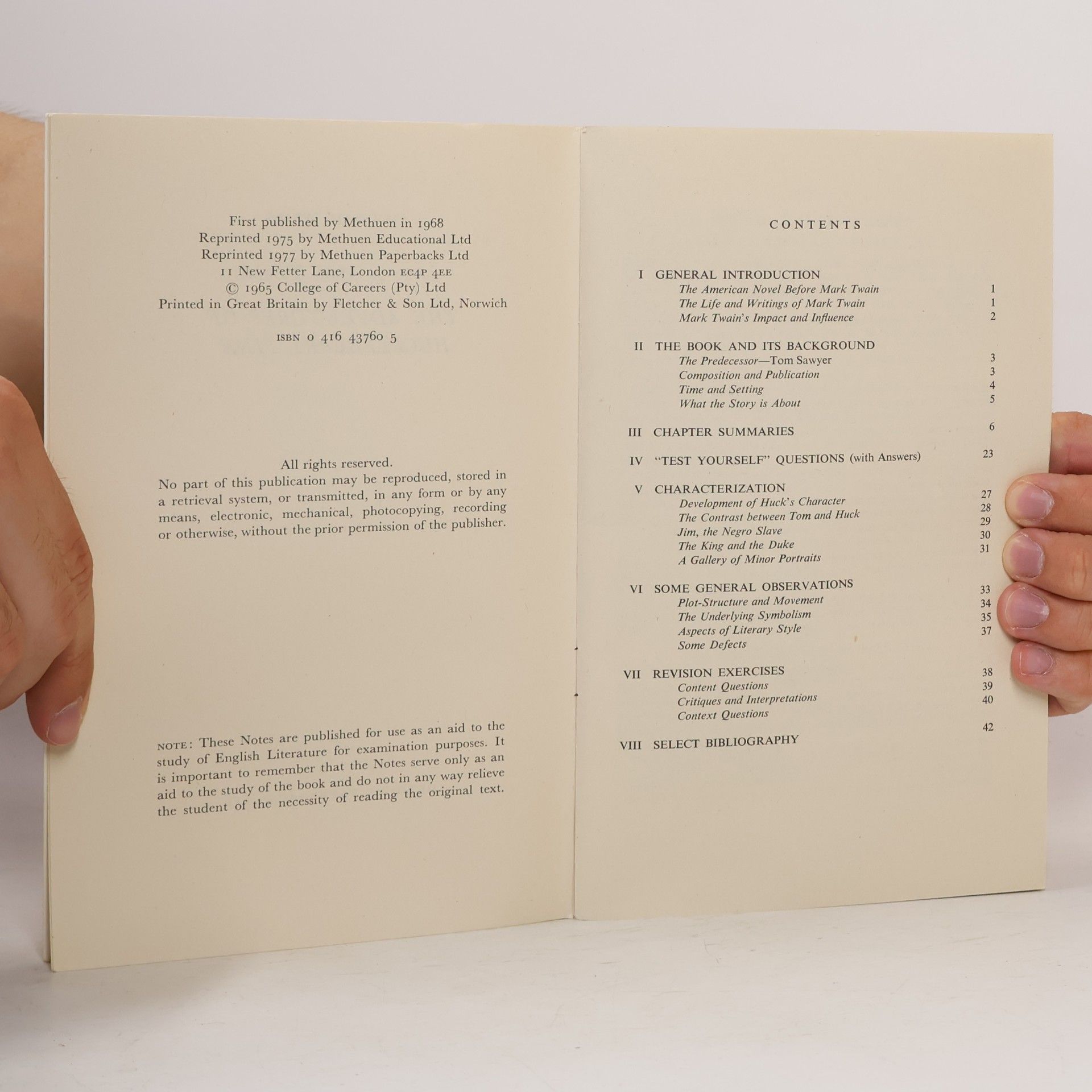 Mark Twain Study-Aids: Notes On Mark Twain's The Adventures Of Huckleberry Finn