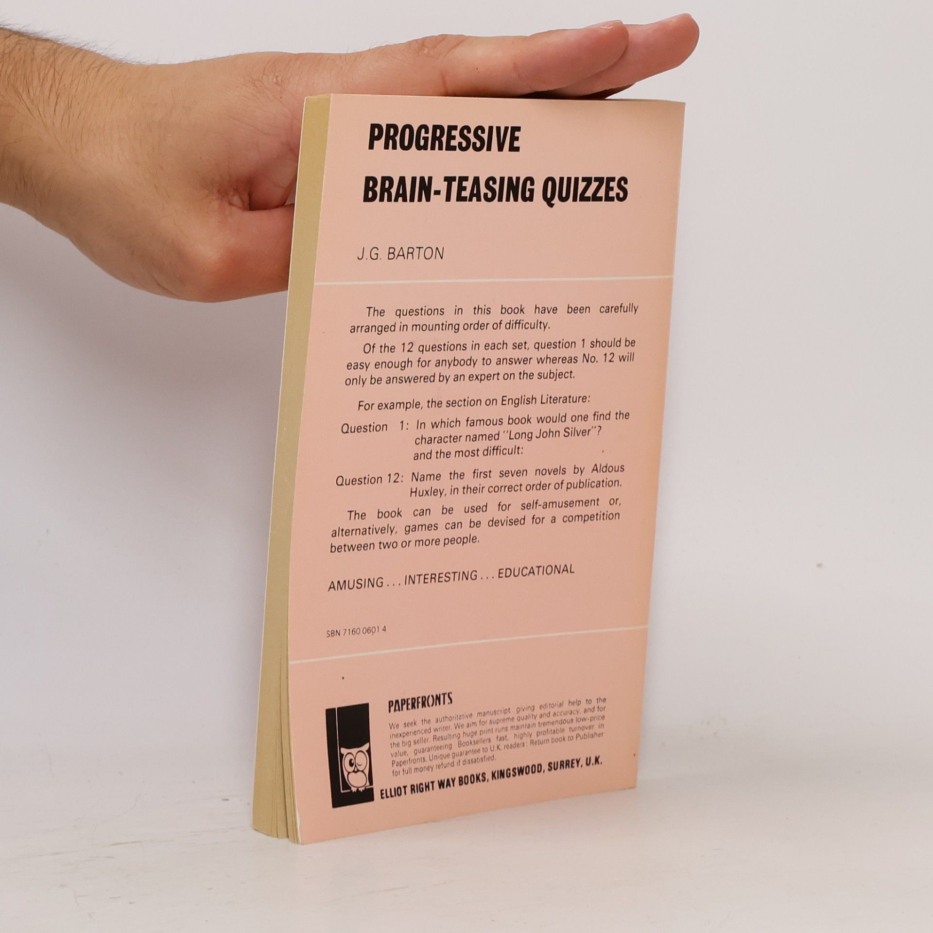 John G. Barton Progressive brain teasing quizzes