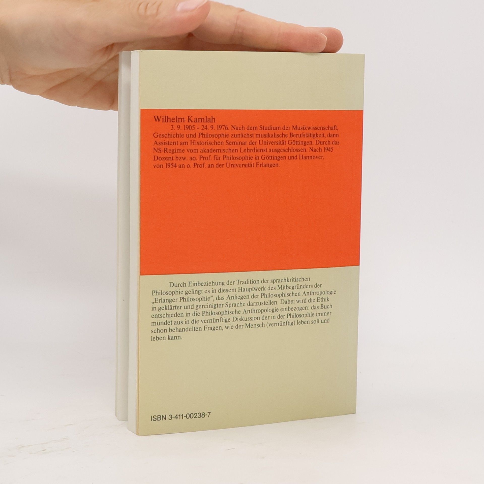Wilhelm Kamlah Philosophische Anthropologie