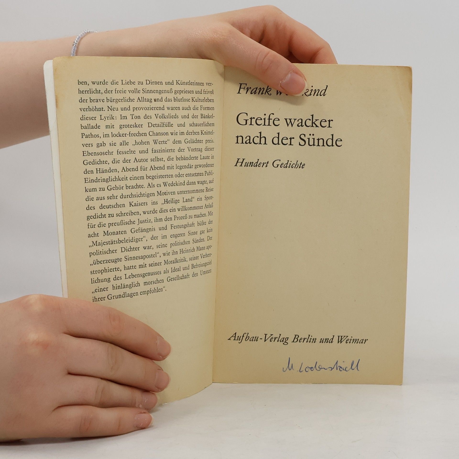 Frank Wedekind Greife wacker nach der Sünde