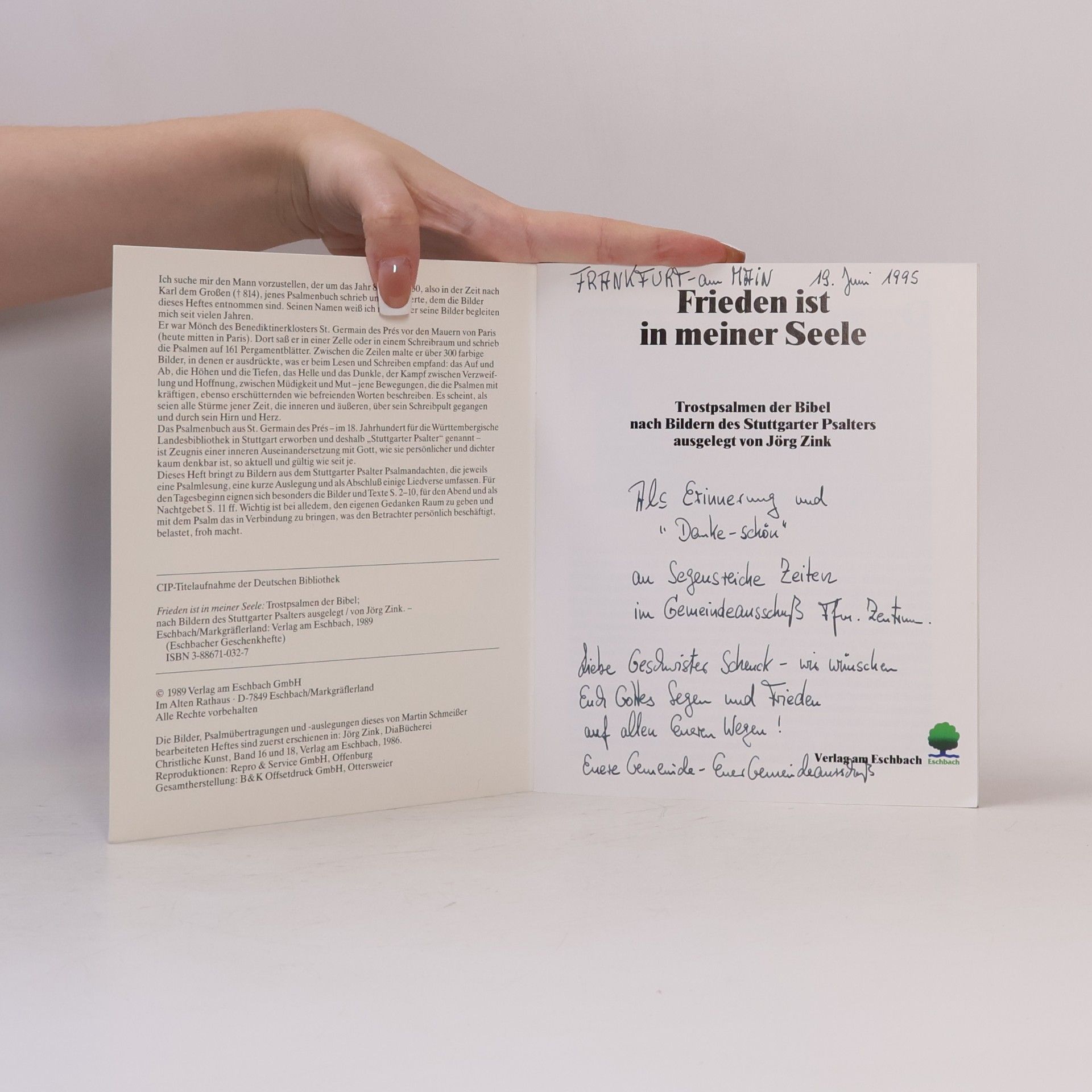 Jörg Zink Eschbacher Geschenkhefte: Frieden ist in meiner Seele