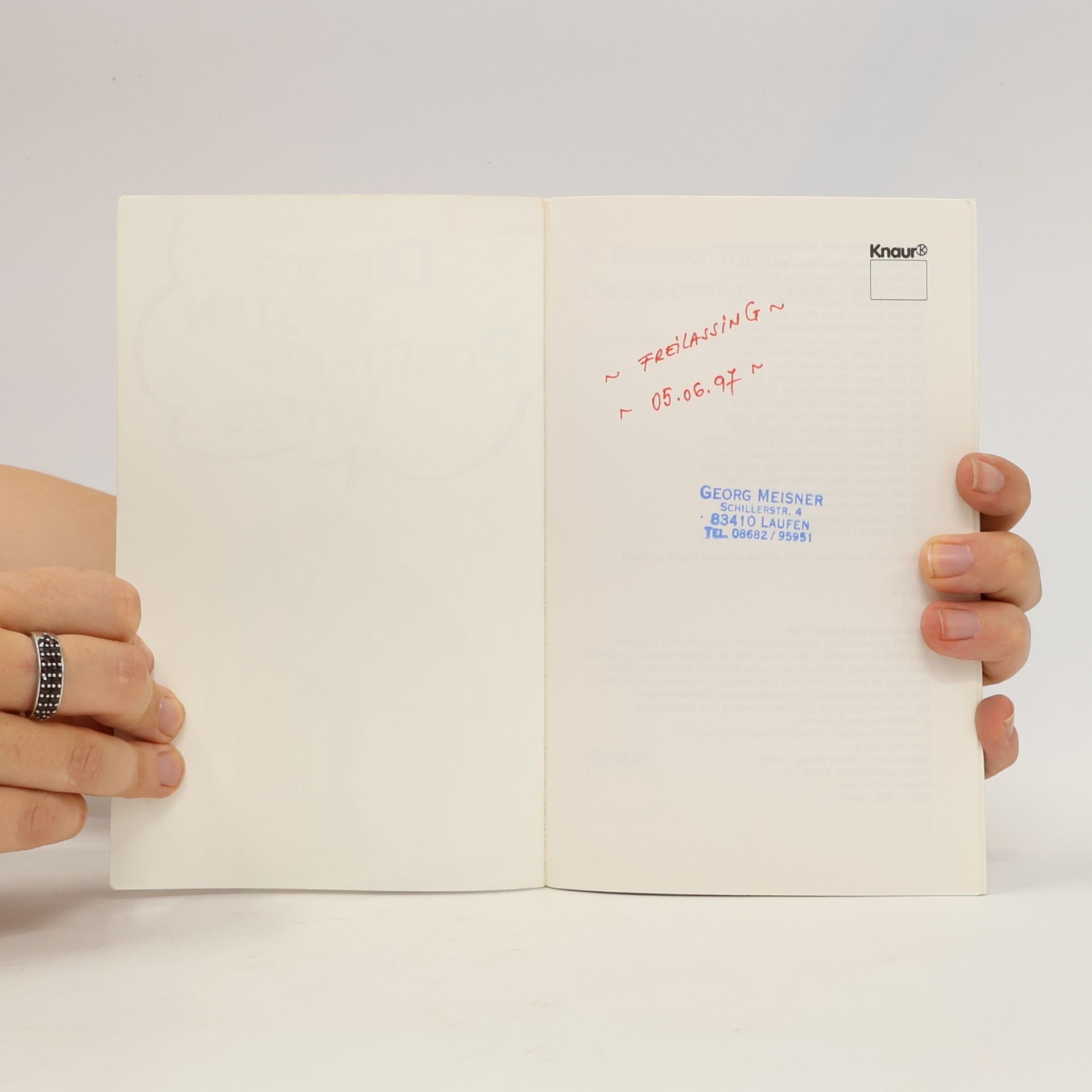 E. Gambsch Knaur Taschenbücher. Humor: Die 300 besten Politiker-Witze