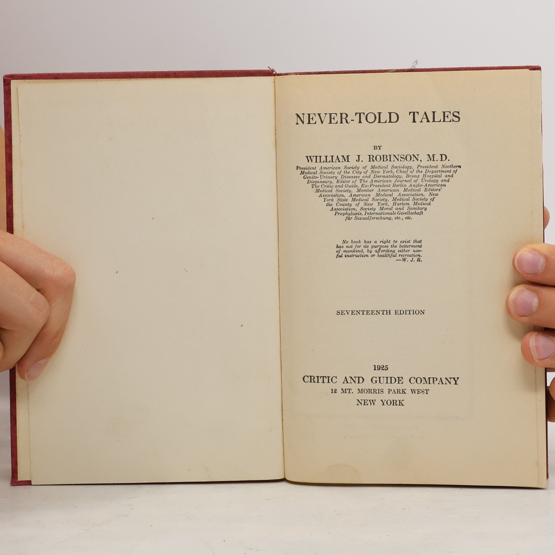 William J. Robinson Never Told Tales