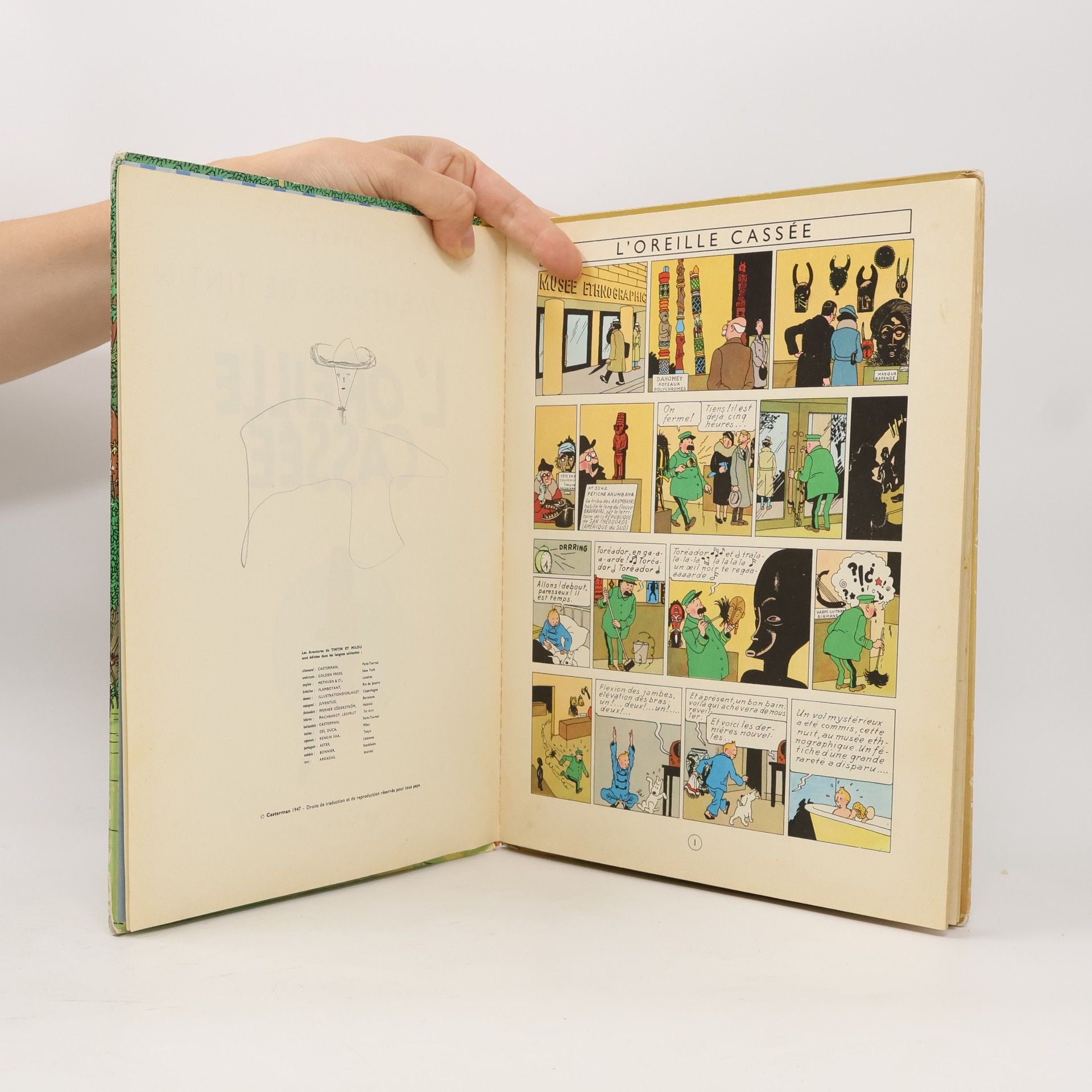 Hergé Les aventures de Tintin. L'Oreille casseé