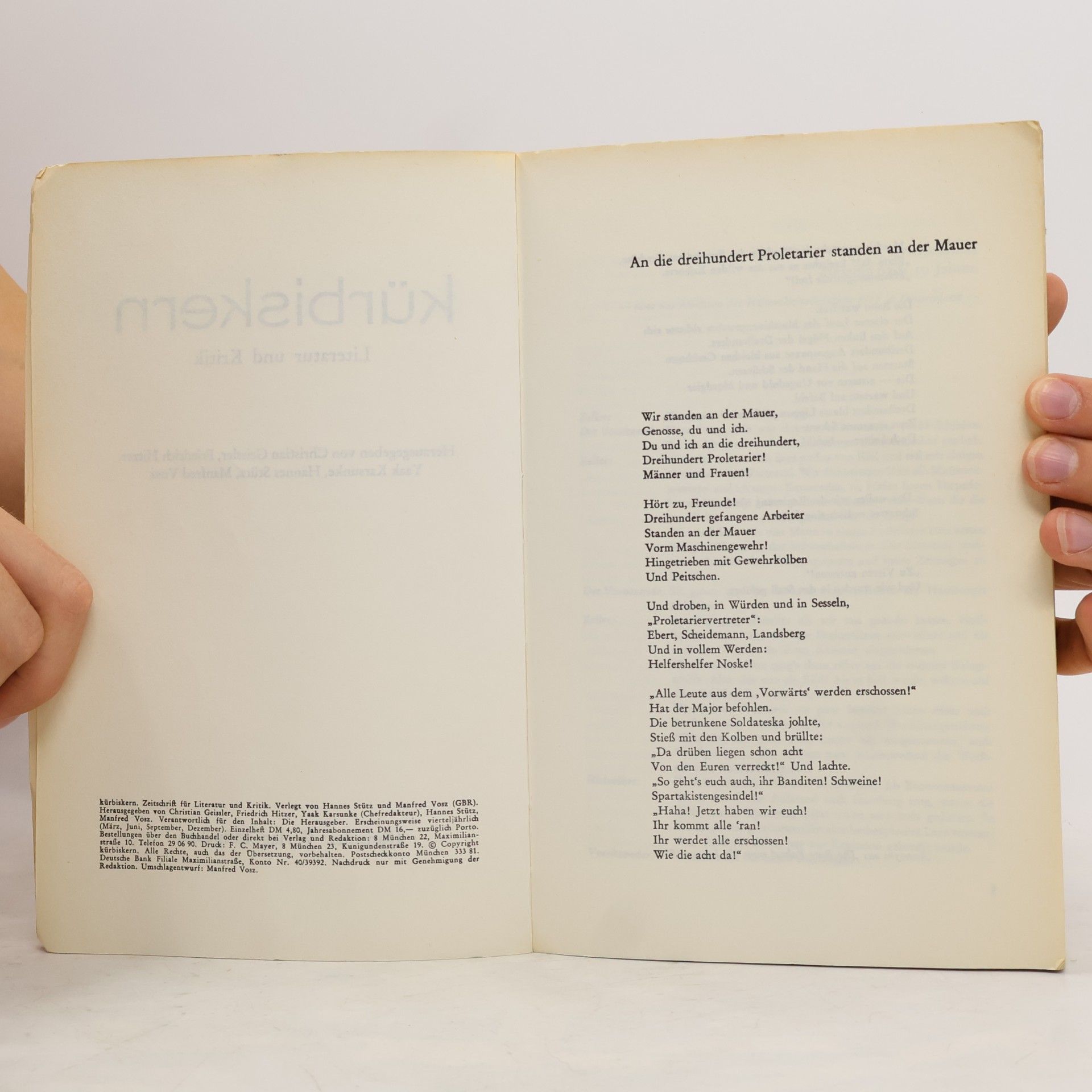 Manfred Vosz Kürbiskern Songbuch