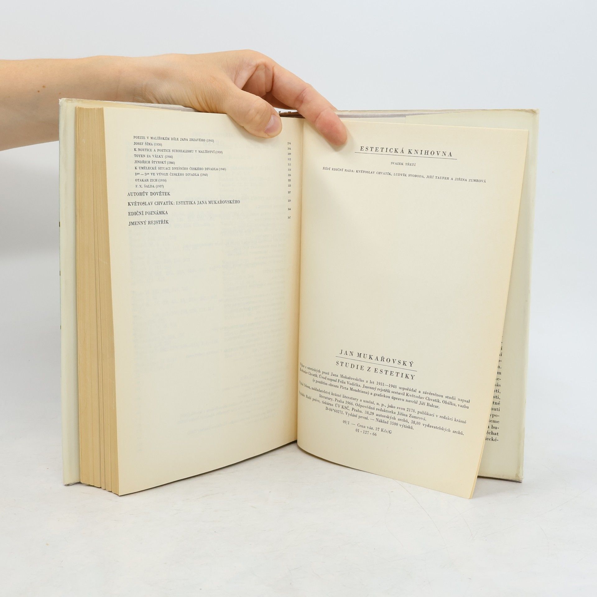 Jan Mukařovský Studie z estetiky