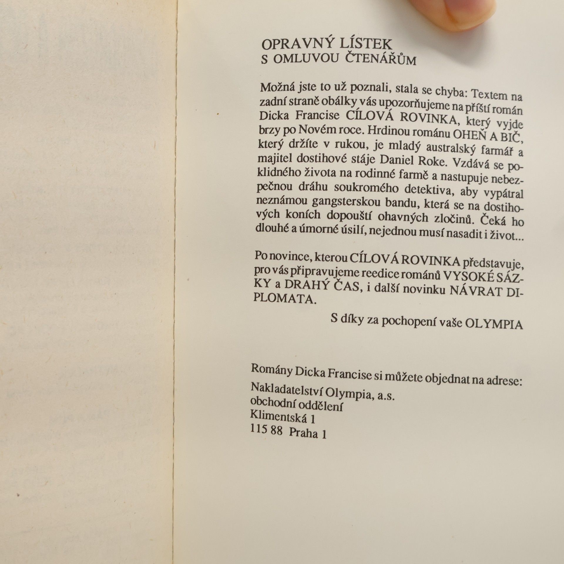 Dick Francis Oheň a bič