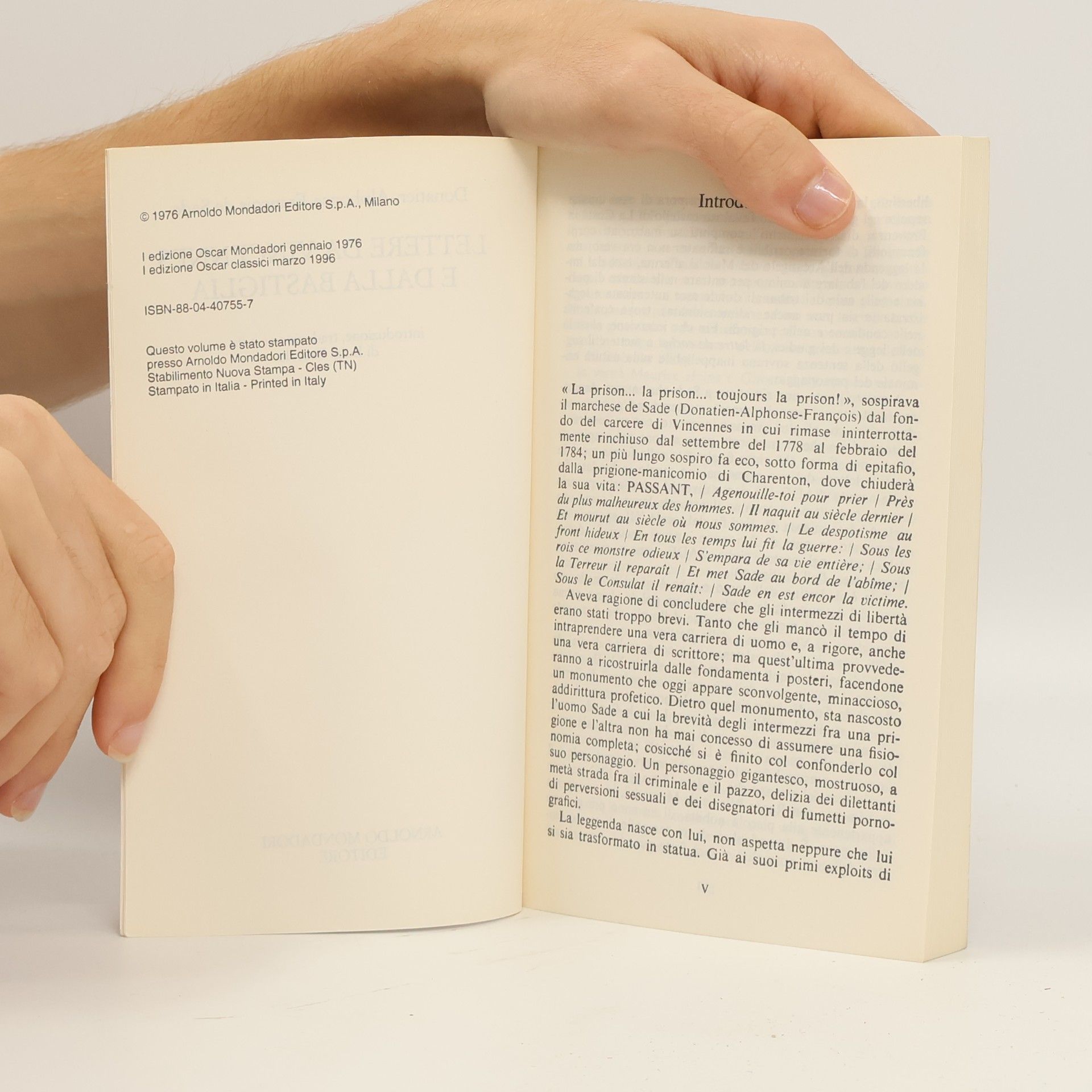 Donatien Alphonse François marquis de Sade Oscar Classici - 355: Lettere da Vincennes e dalla Bastiglia