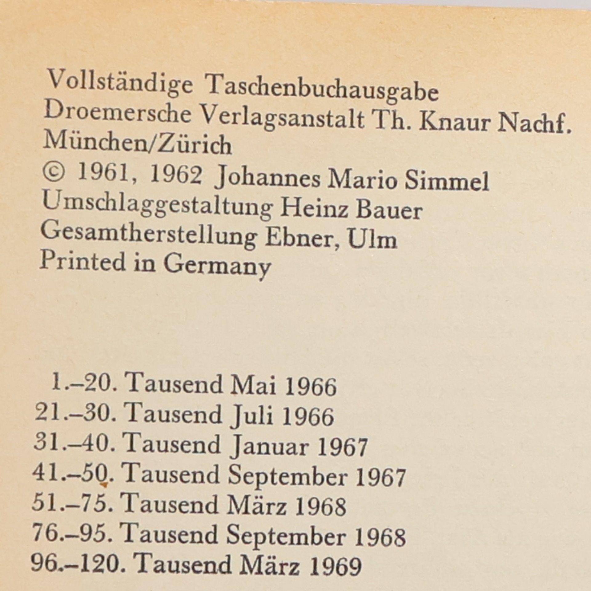 Johannes Mario Simmel Bis zur bitteren Neige