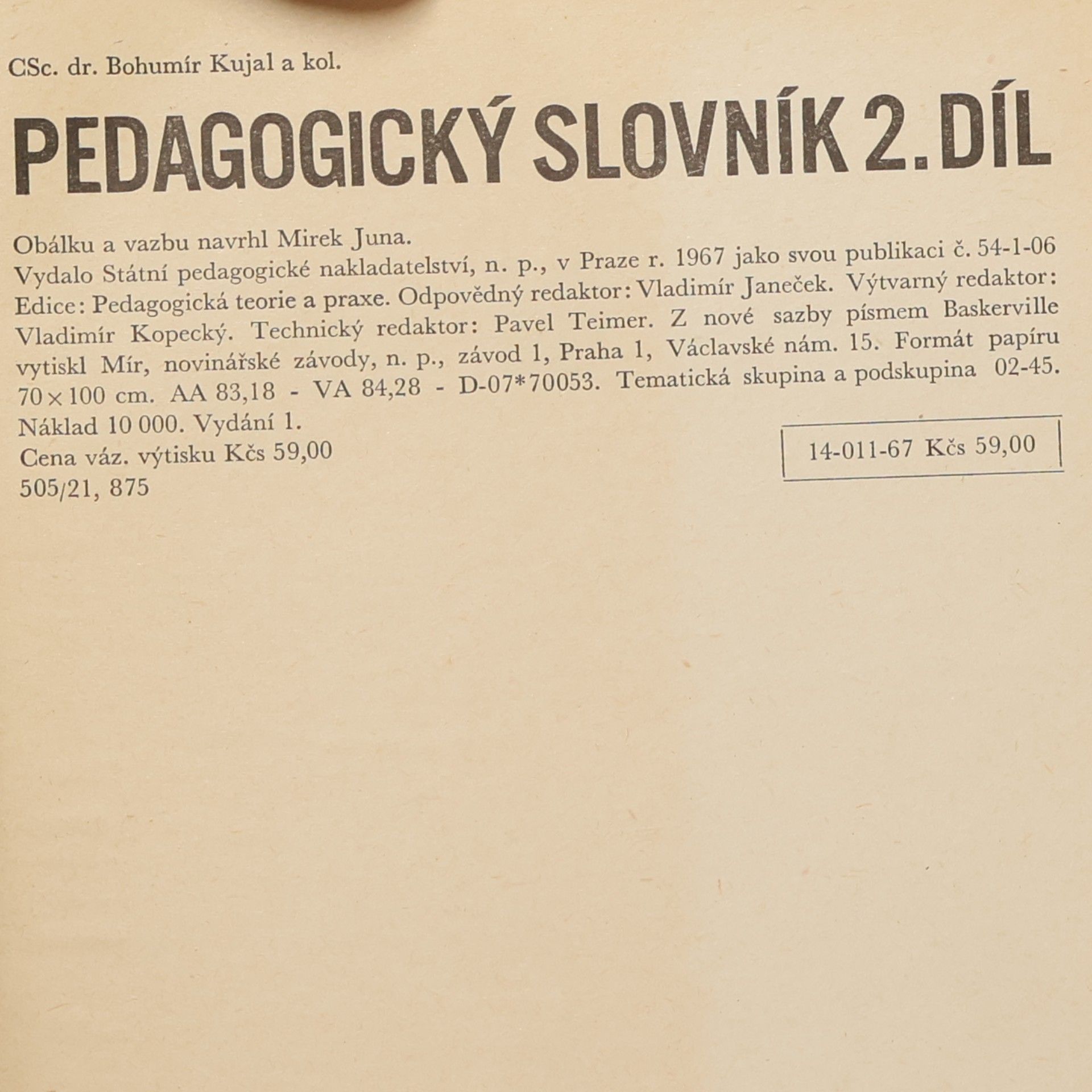 Bohumír Kujal Pedagogický slovník 2. díl