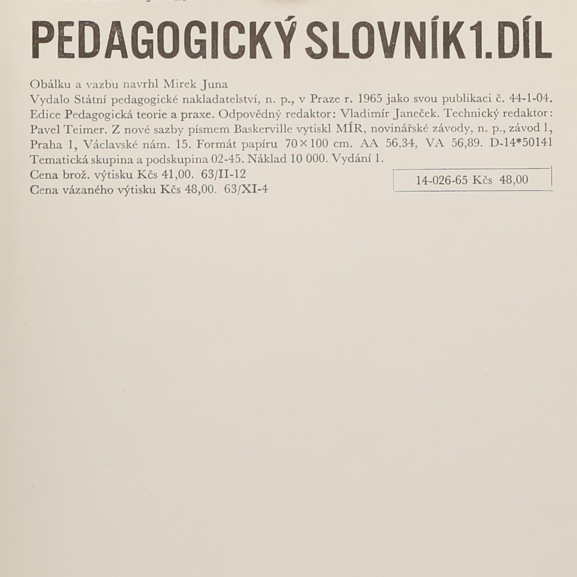 Bohumír Kujal Pedagogický slovník 1. díl A-O