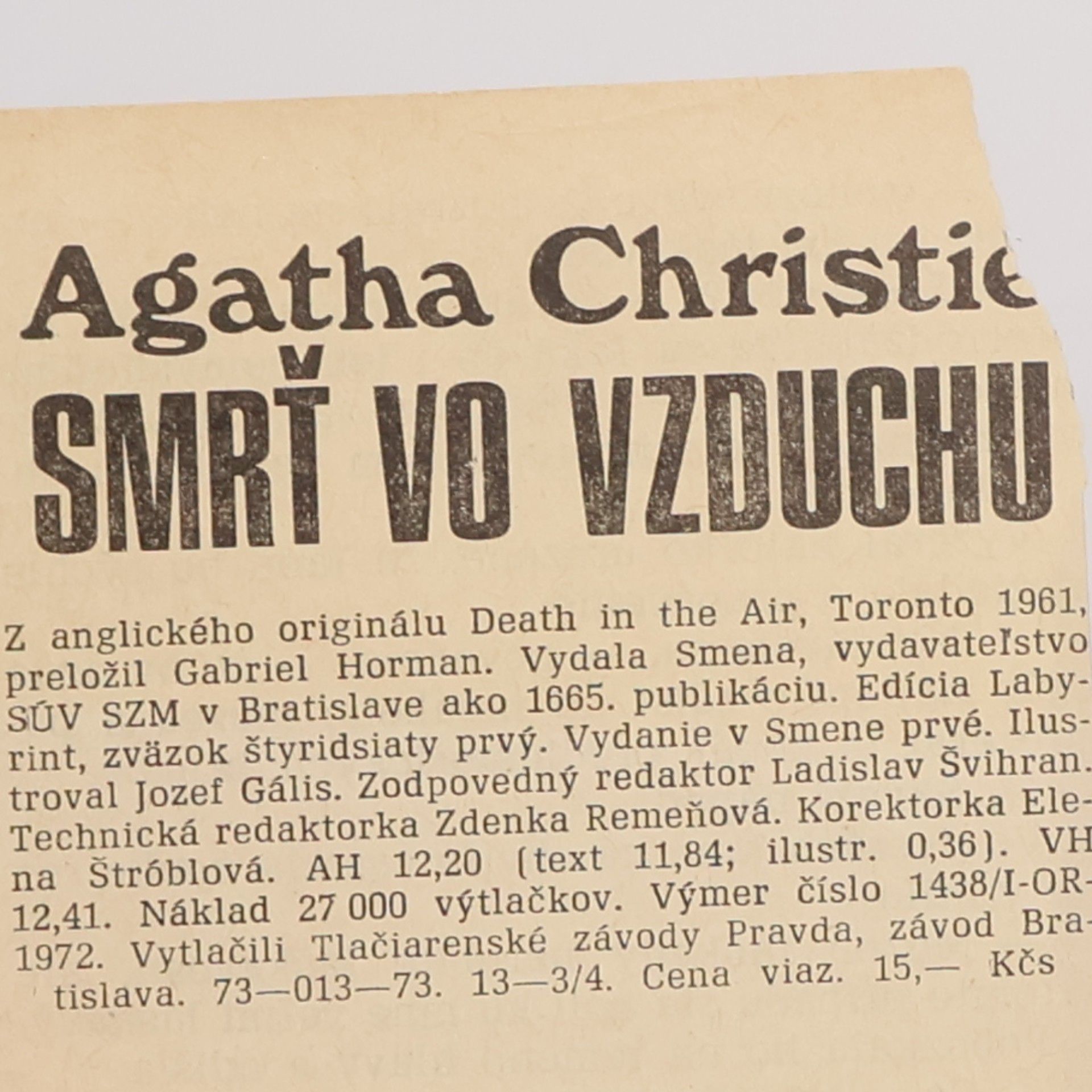 Agatha Christie Smrť vo vzduchu