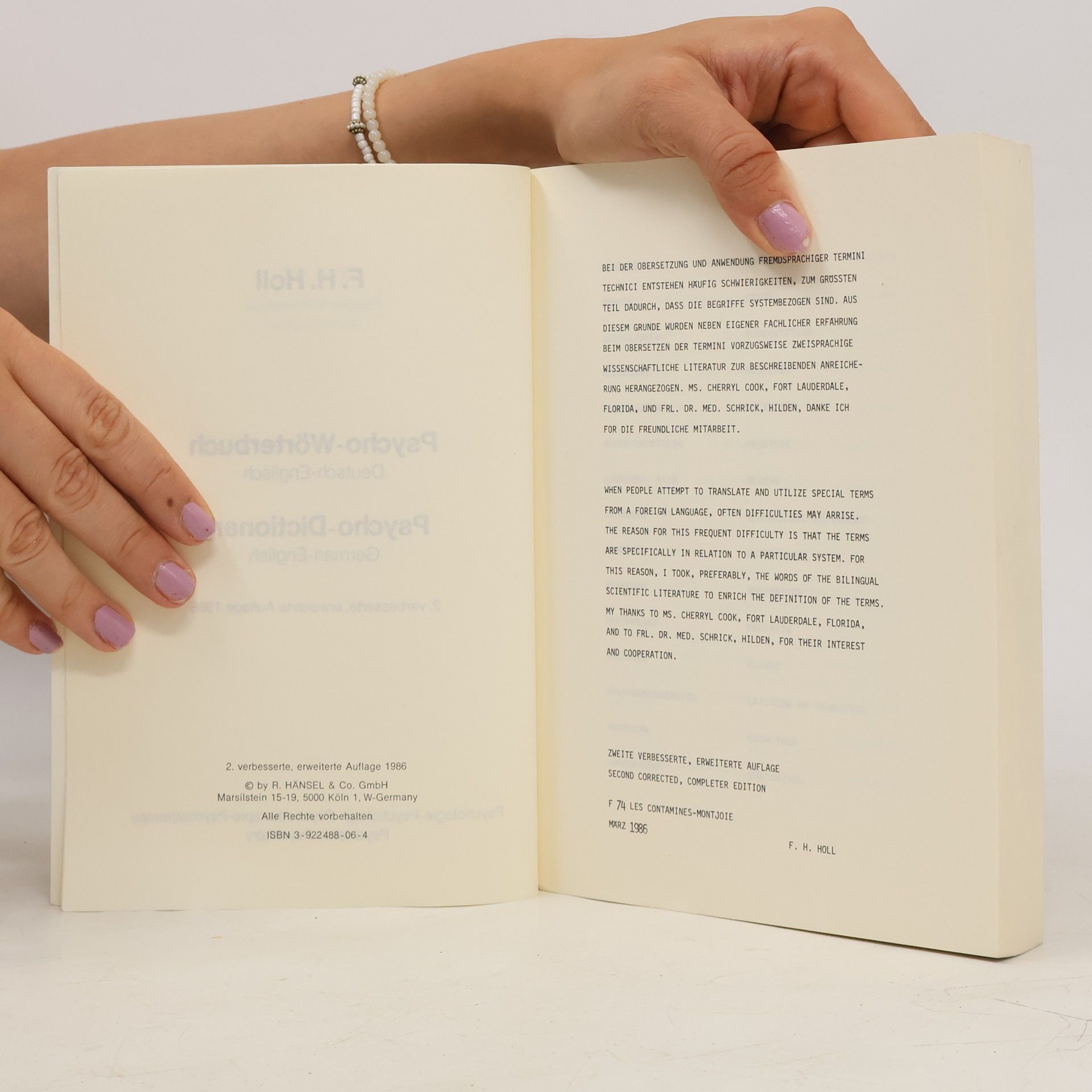 F. H. Holl Psycho-Wörterbuch / Psycho-Dictionary. Psychologie - Psychotherapie - Psychiatrie. Deutsch-Englisch