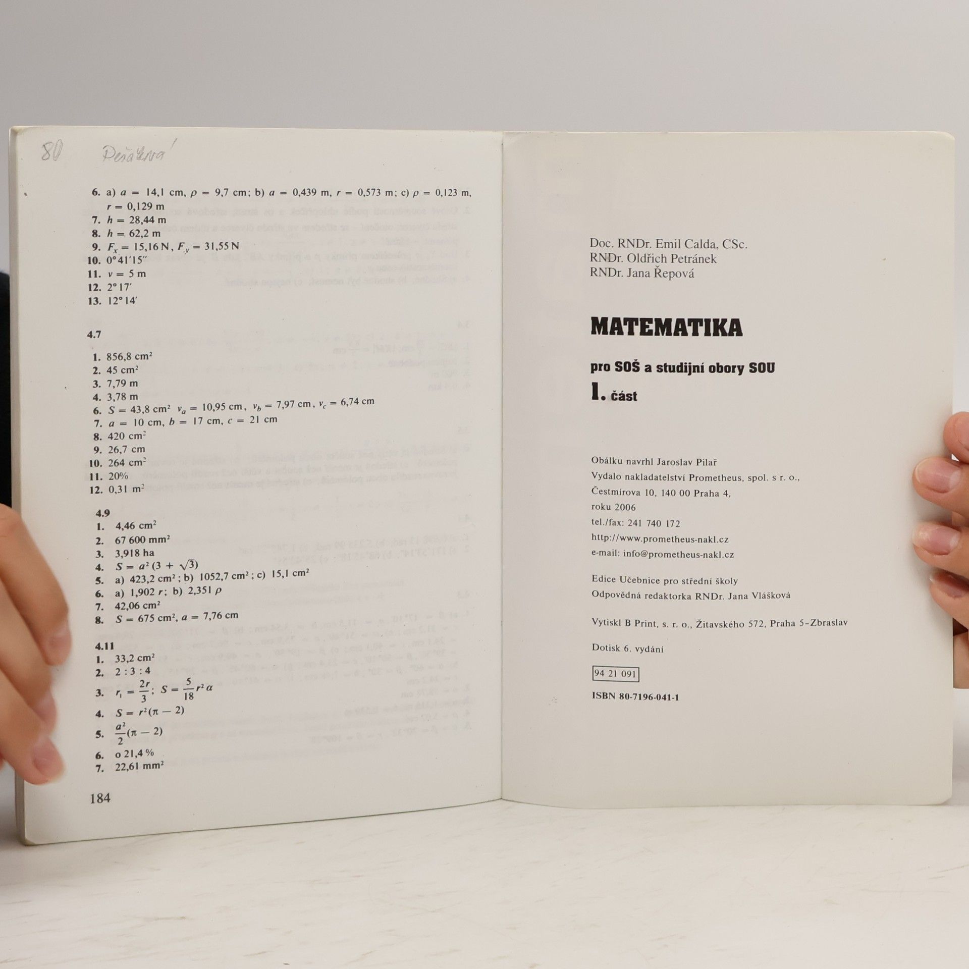 Emil Calda Matematika pro střední odborné školy a studijní obory středních odborných učilišť 1. část