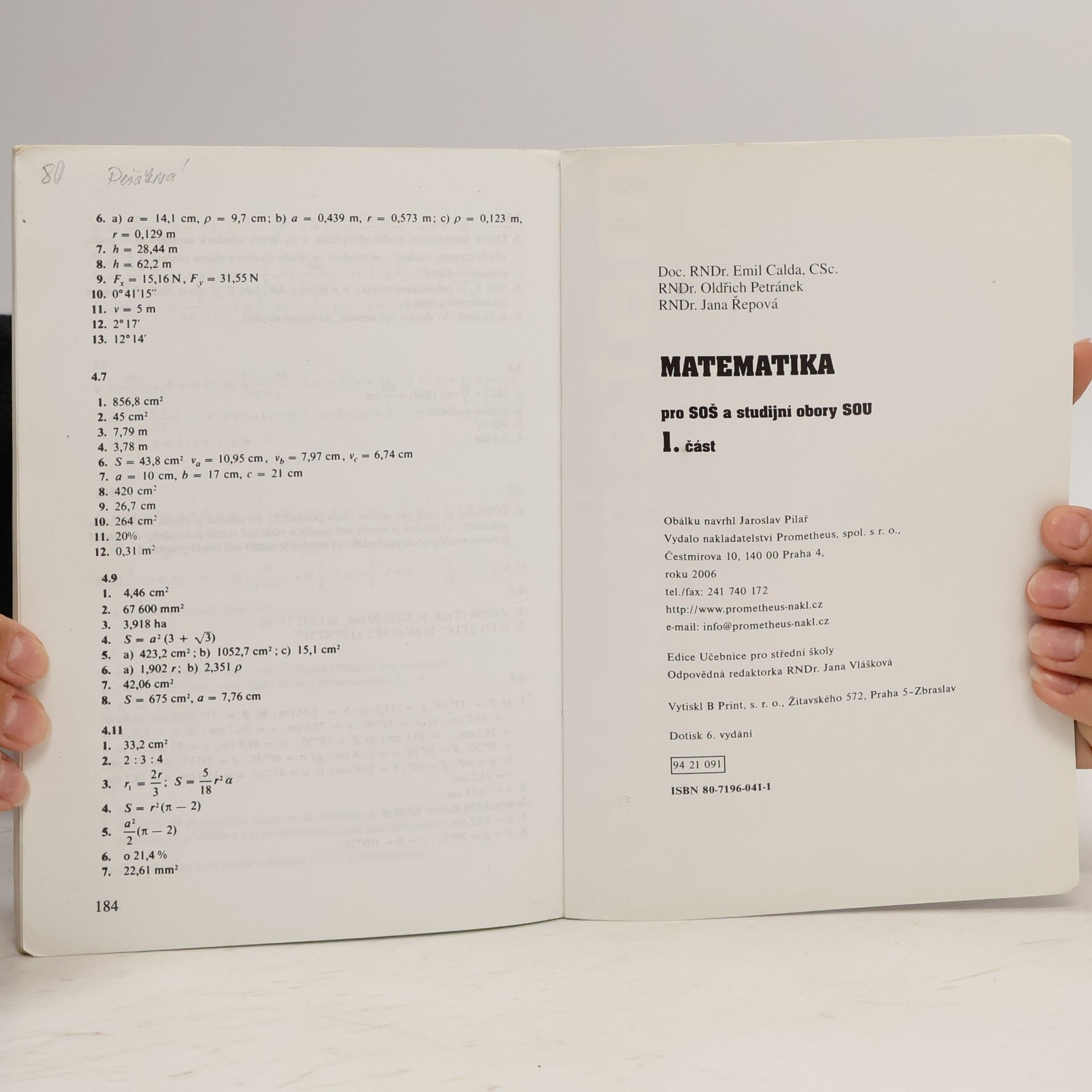 Emil Calda Matematika pro střední odborné školy a studijní obory středních odborných učilišť 1. část