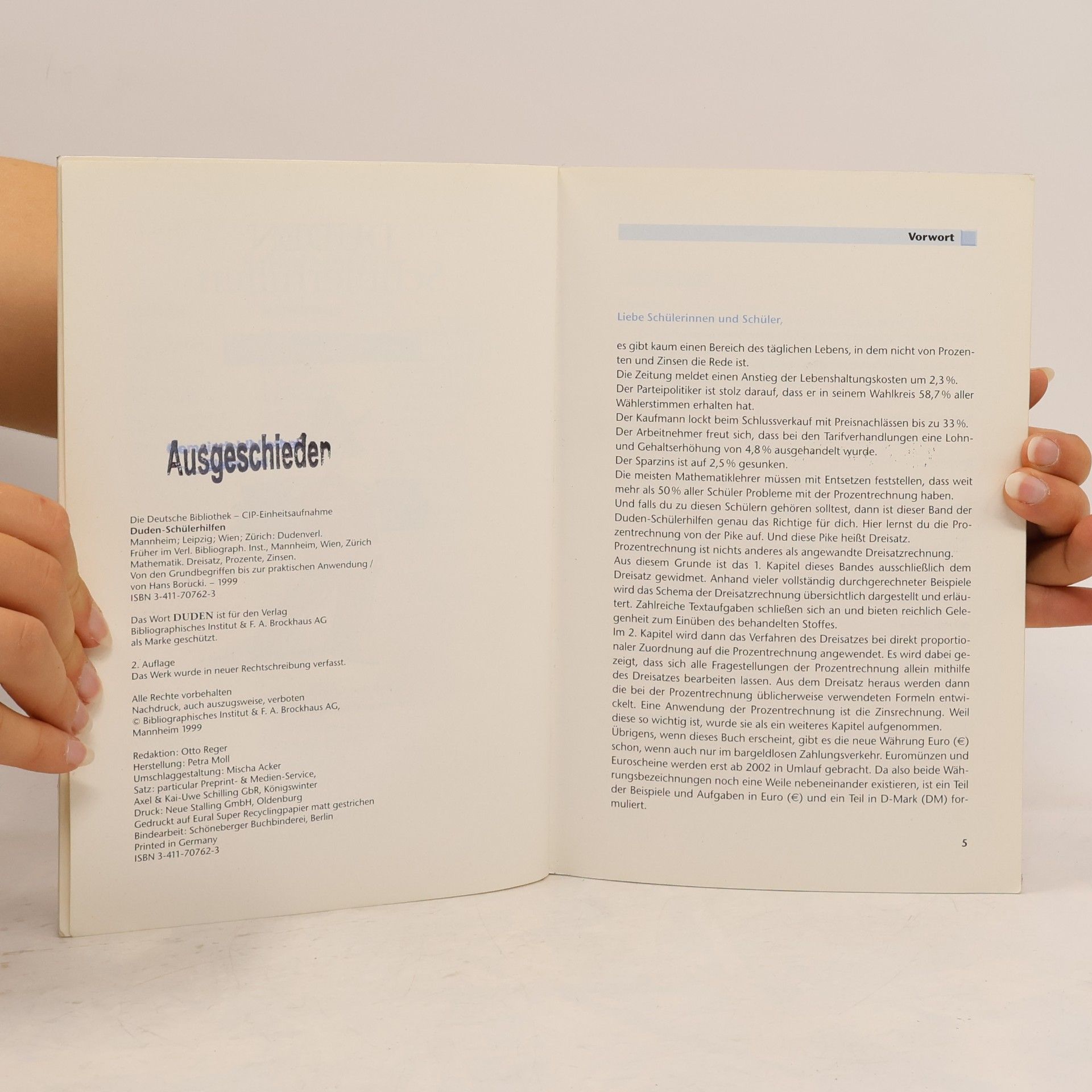 Hans Borucki Duden Schülerhilfen, Dreisatz und Prozente, 6.-8. Schuljahr