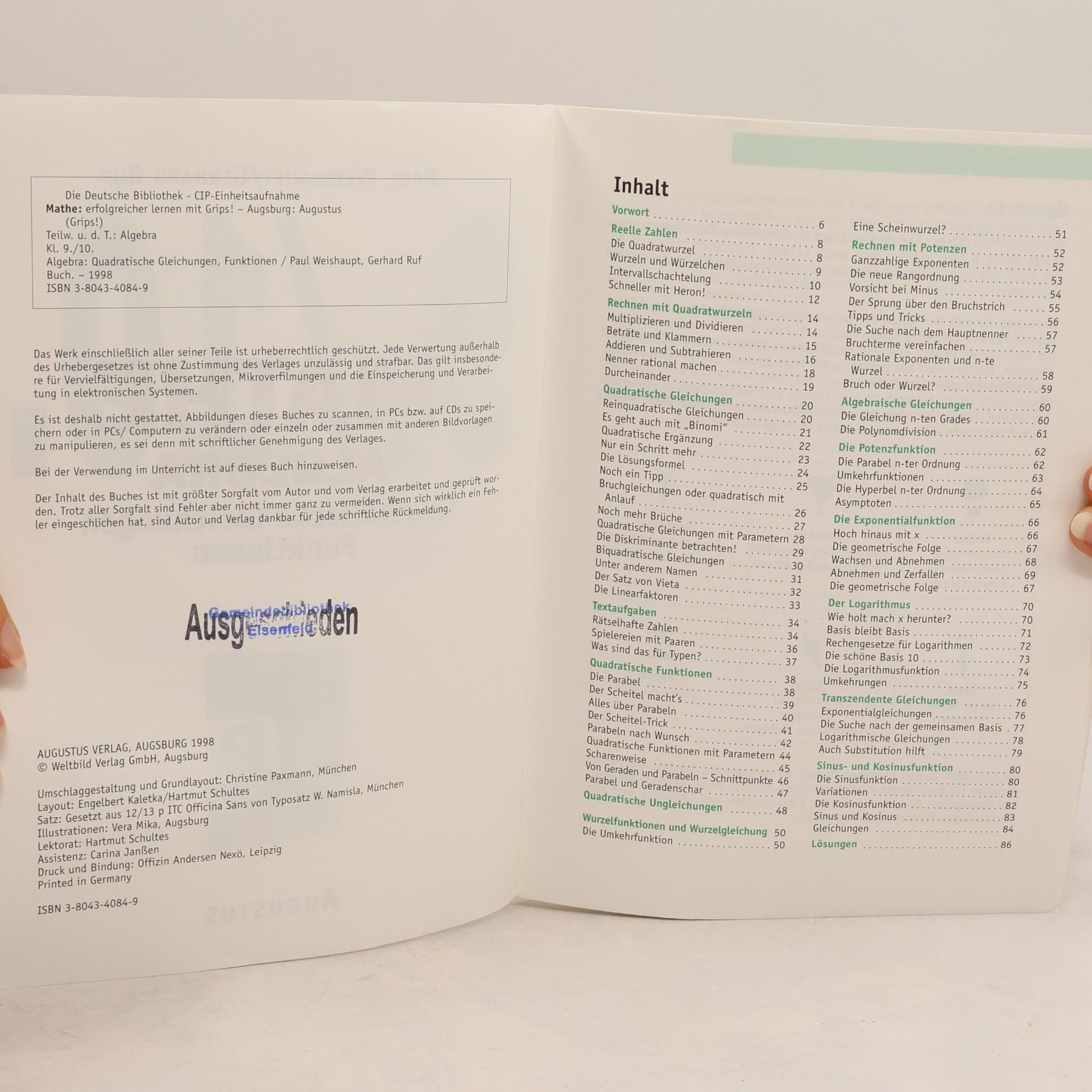 Gerhard Ruf Mathe 9./10. Klasse. Algebra. Quadratische Gleichungen. Funktionen.