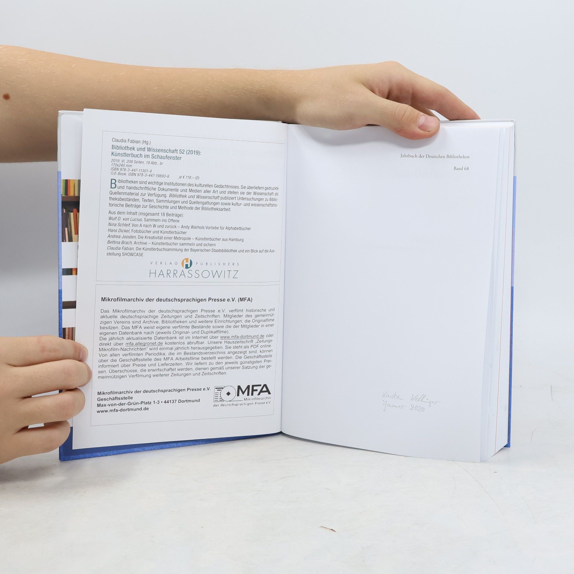 Verein Deutscher Bibliothekarinnen und Bibliothekare Jahrbuch Der Deutschen Bibliotheken 68 (2019/2020)