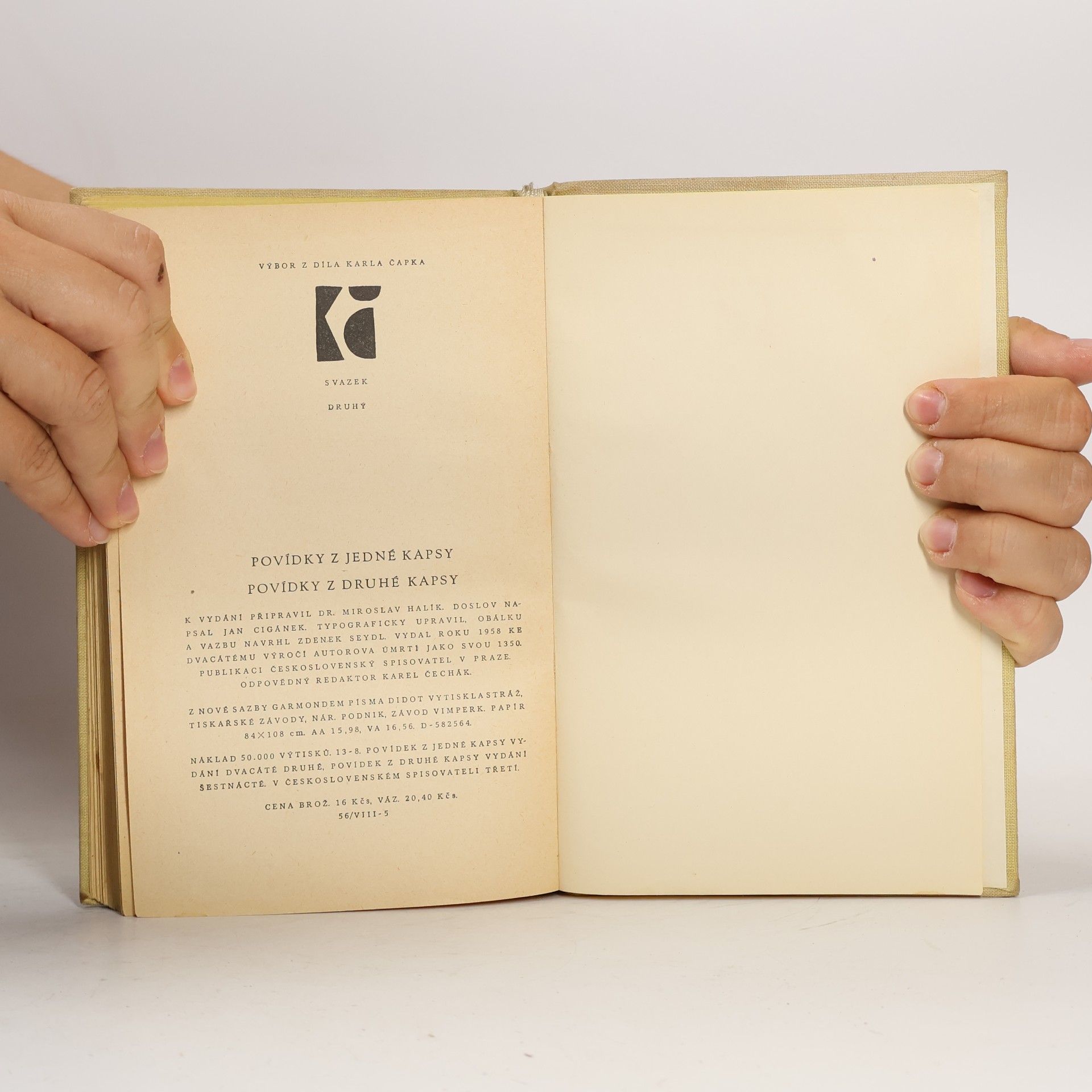 Karel Čapek Povídky z jedné kapsy a povídky z druhé kapsy