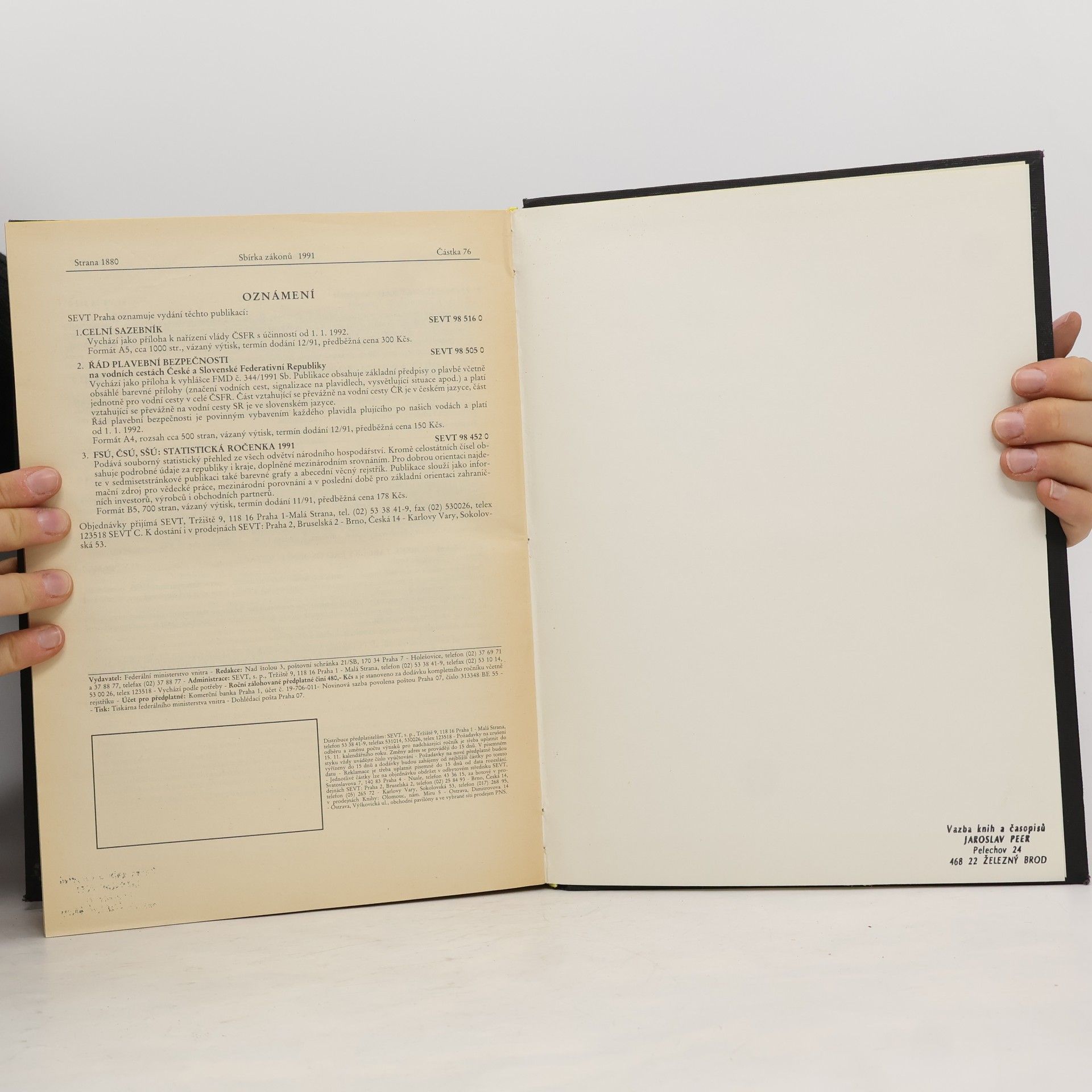 Kolektiv autorů Sbírka zákonů ČSFR 2/1991