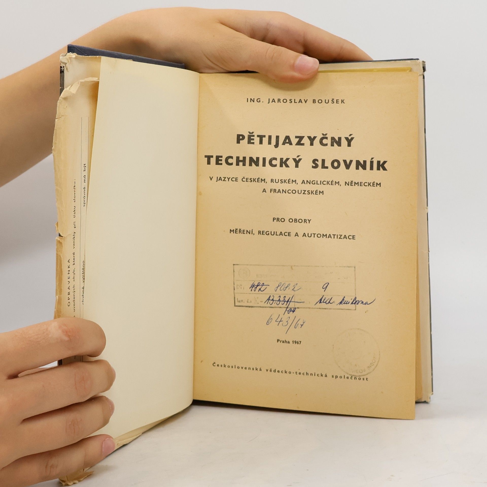 Jaroslav Boušek Pětijazyčný technický slovník v jazyce českém, ruském, anglickém, německém a francouzském