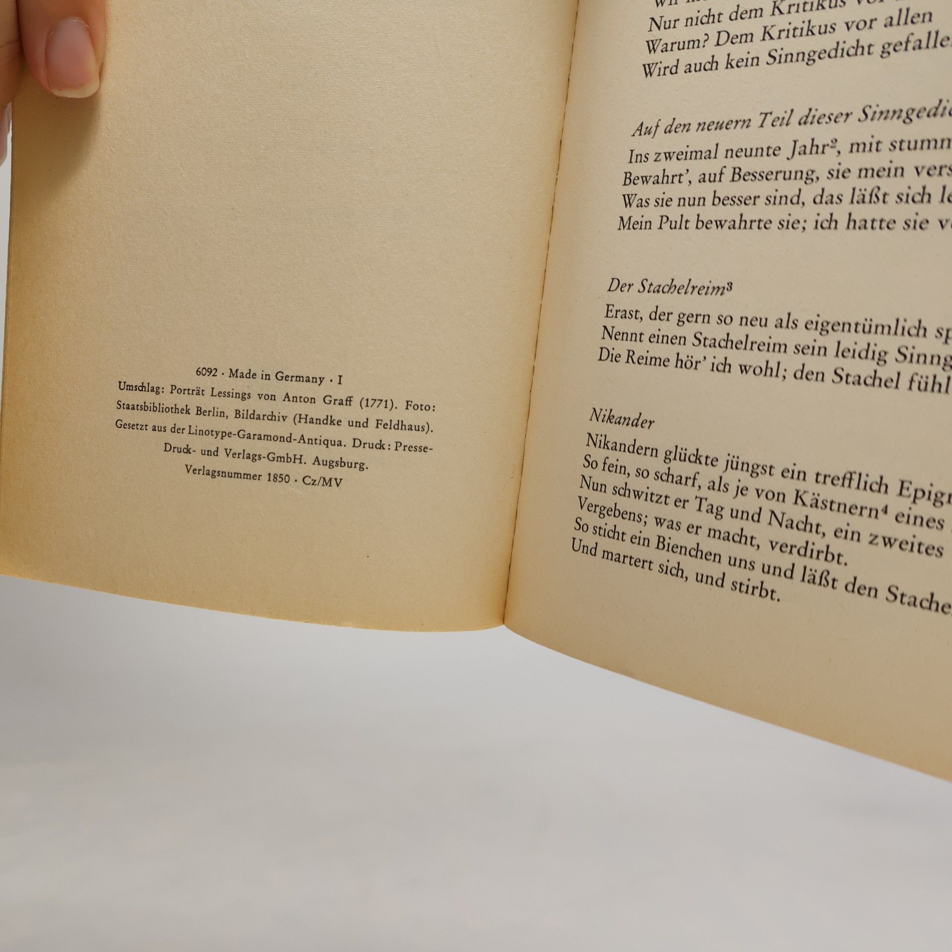 Gotthold Ephraim Lessing Gedichte und Fabeln